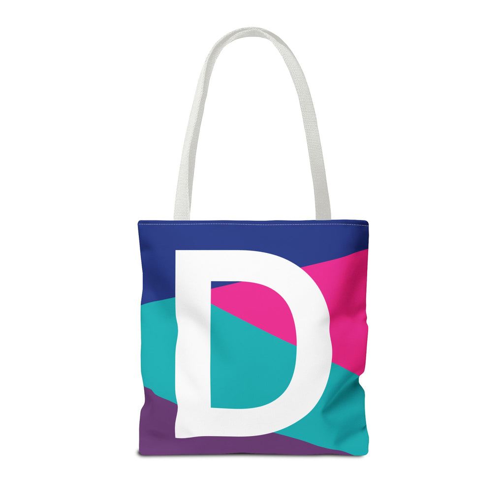 Monogram 'D' Colorblock Tote Bag — Personalized Initial D Shoulder Tote