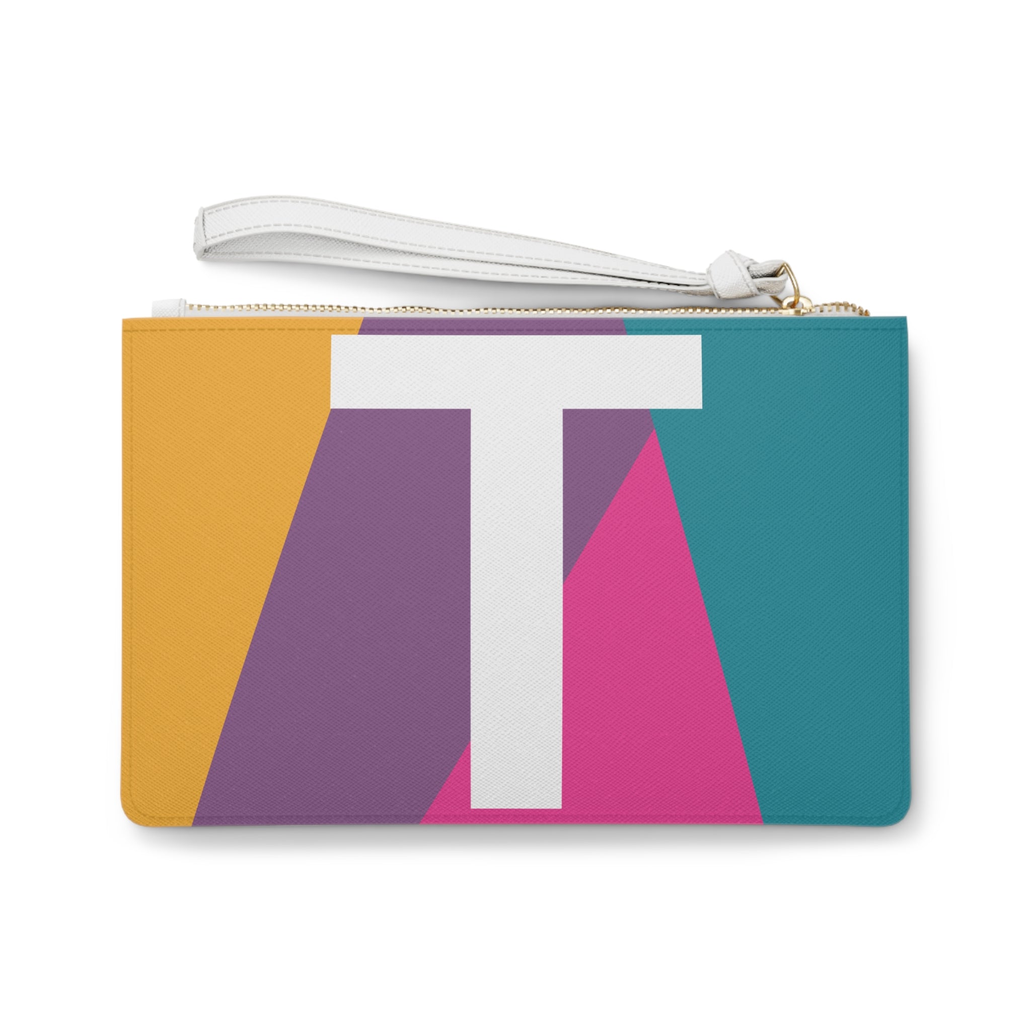 Monogram 'T' Colorblock Clutch Bag — Bold Geometric Wristlet for Everyday & Gifts