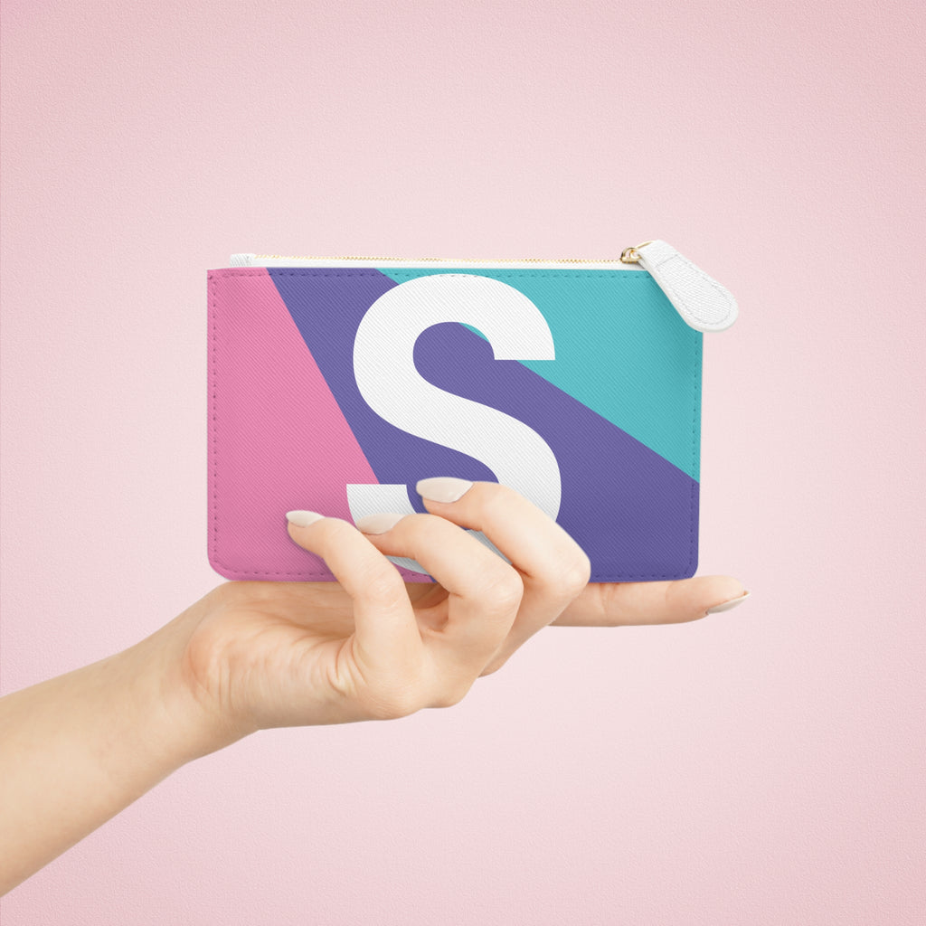 Initial S Mini Clutch — Colorblock Monogram Wristlet Wallet