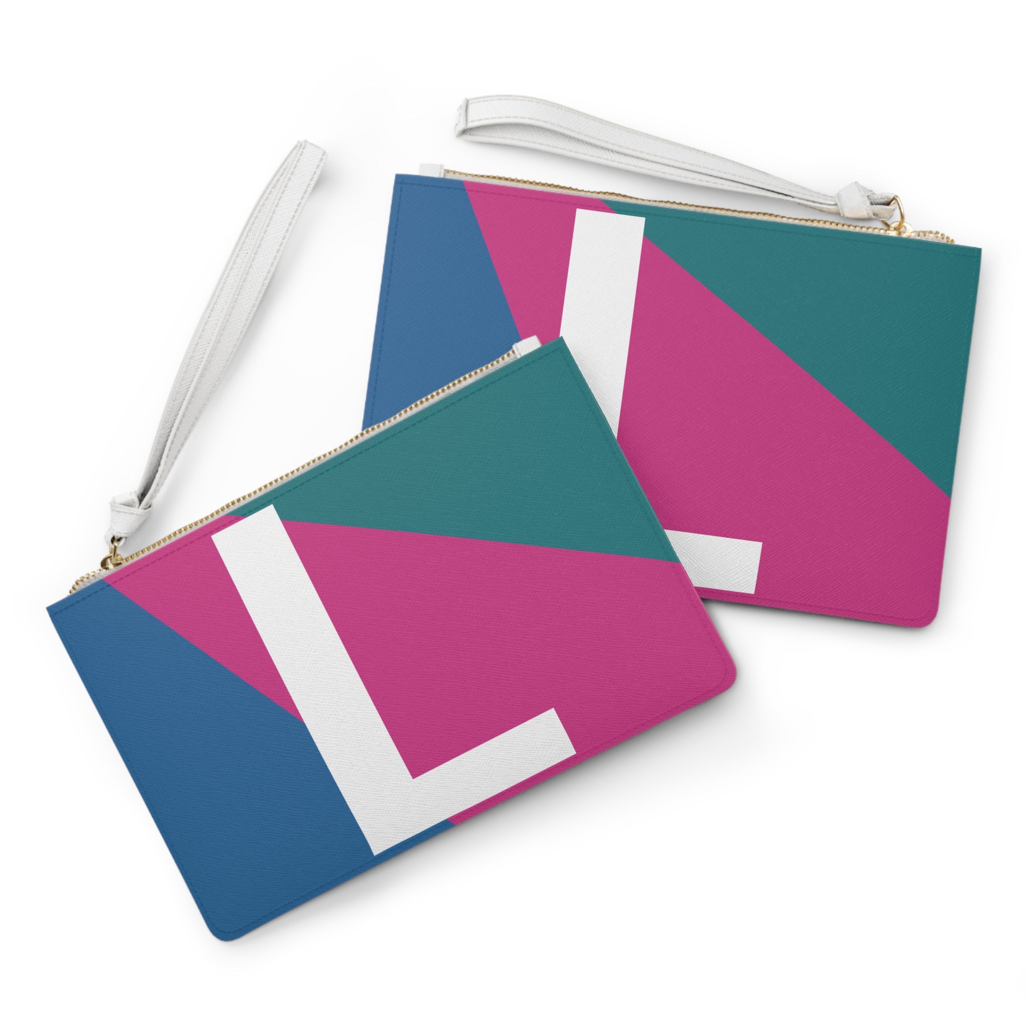 Monogram 'L' Colorblock Clutch Bag — Bold Geometric Wristlet for Everyday & Gifts