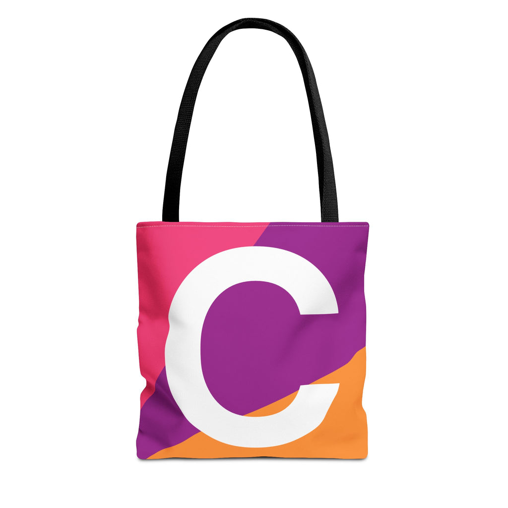 Monogram 'C' Colorblock Tote Bag — Personalized Initial C Shoulder Tote