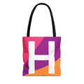 Monogram 'H' Colorblock Tote Bag — Personalized Initial H Shoulder Tote