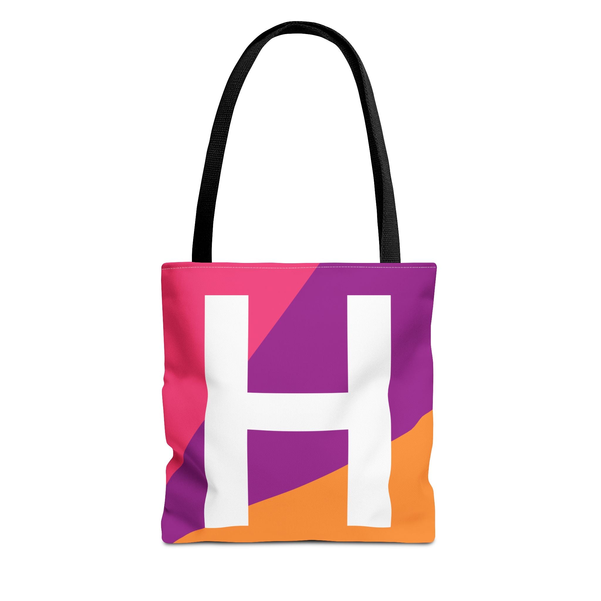Monogram 'H' Colorblock Tote Bag — Personalized Initial H Shoulder Tote