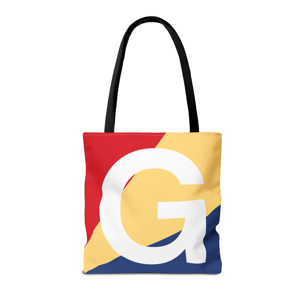 Monogram 'G' Colorblock Tote Bag — Personalized Initial G Shoulder Tote