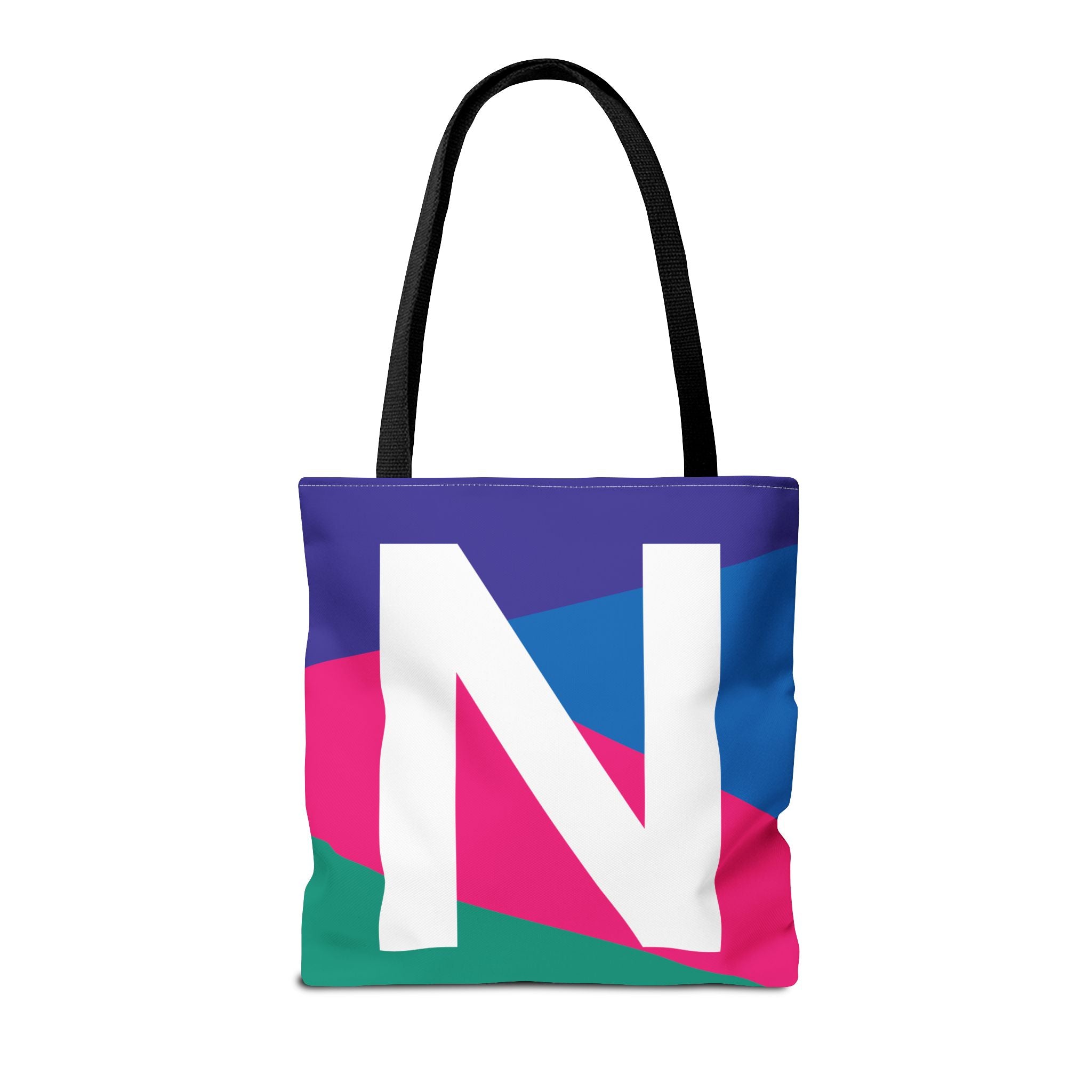 Monogram 'N' Colorblock Tote Bag — Personalized Initial N Shoulder Tote