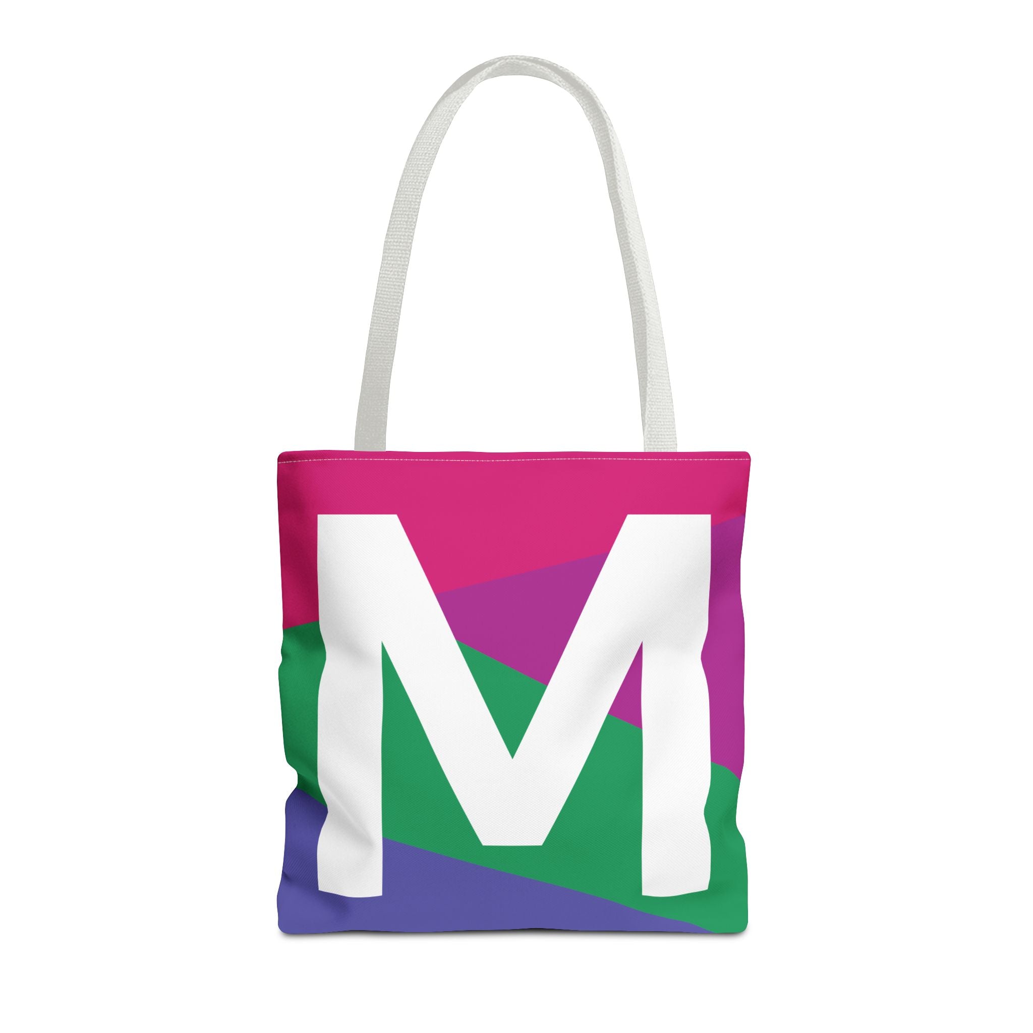 Monogram 'M' Colorblock Tote Bag — Personalized Initial M Shoulder Tote