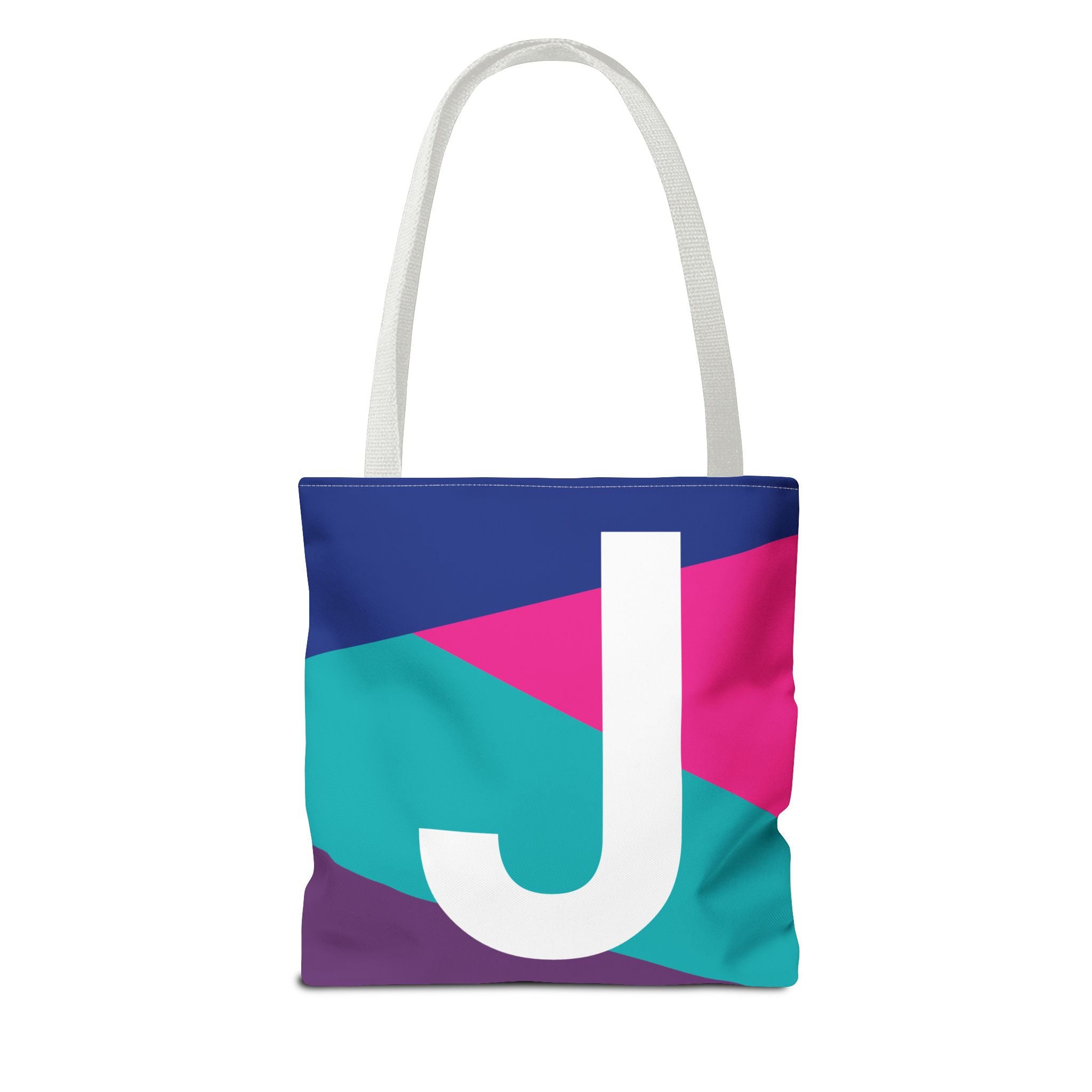 Monogram 'J' Colorblock Tote Bag — Personalized Initial J Shoulder Tote