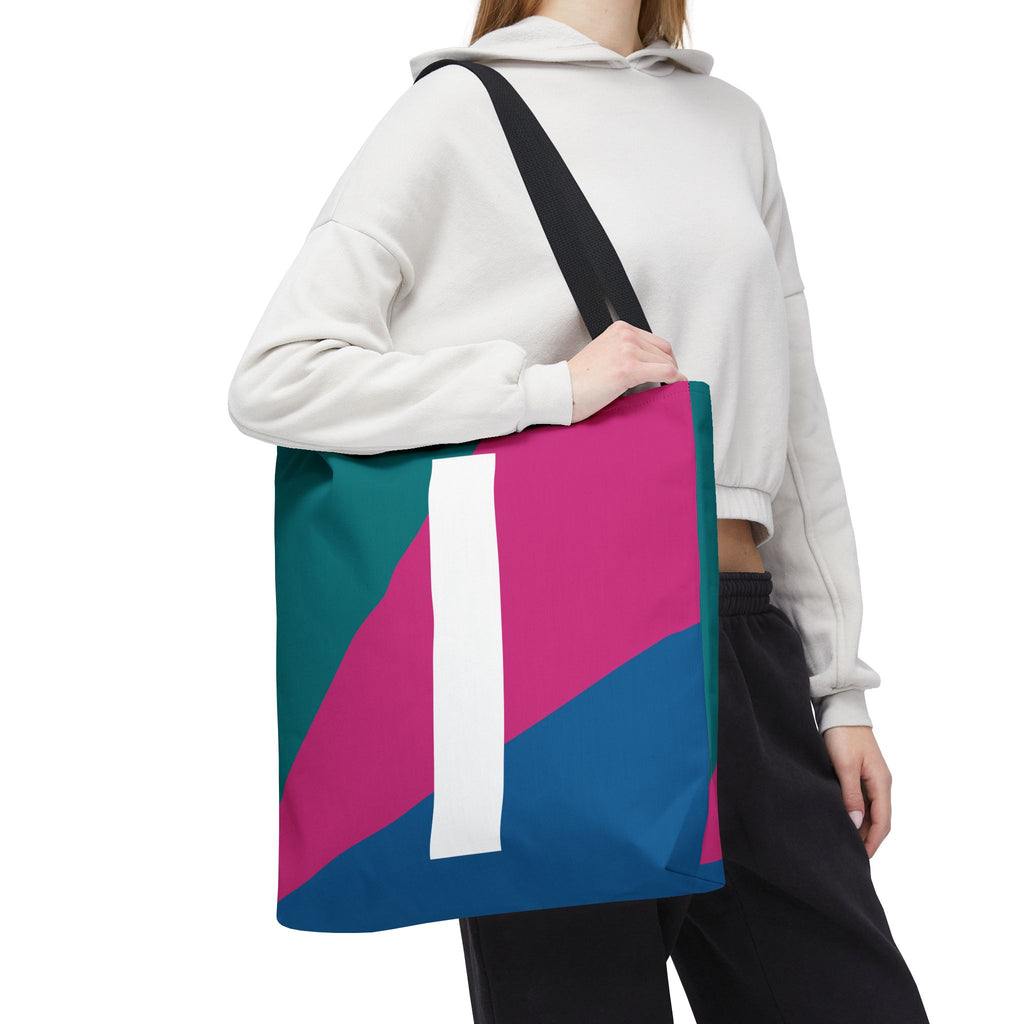 Monogram 'I' Colorblock Tote Bag — Personalized Initial I Shoulder Tote