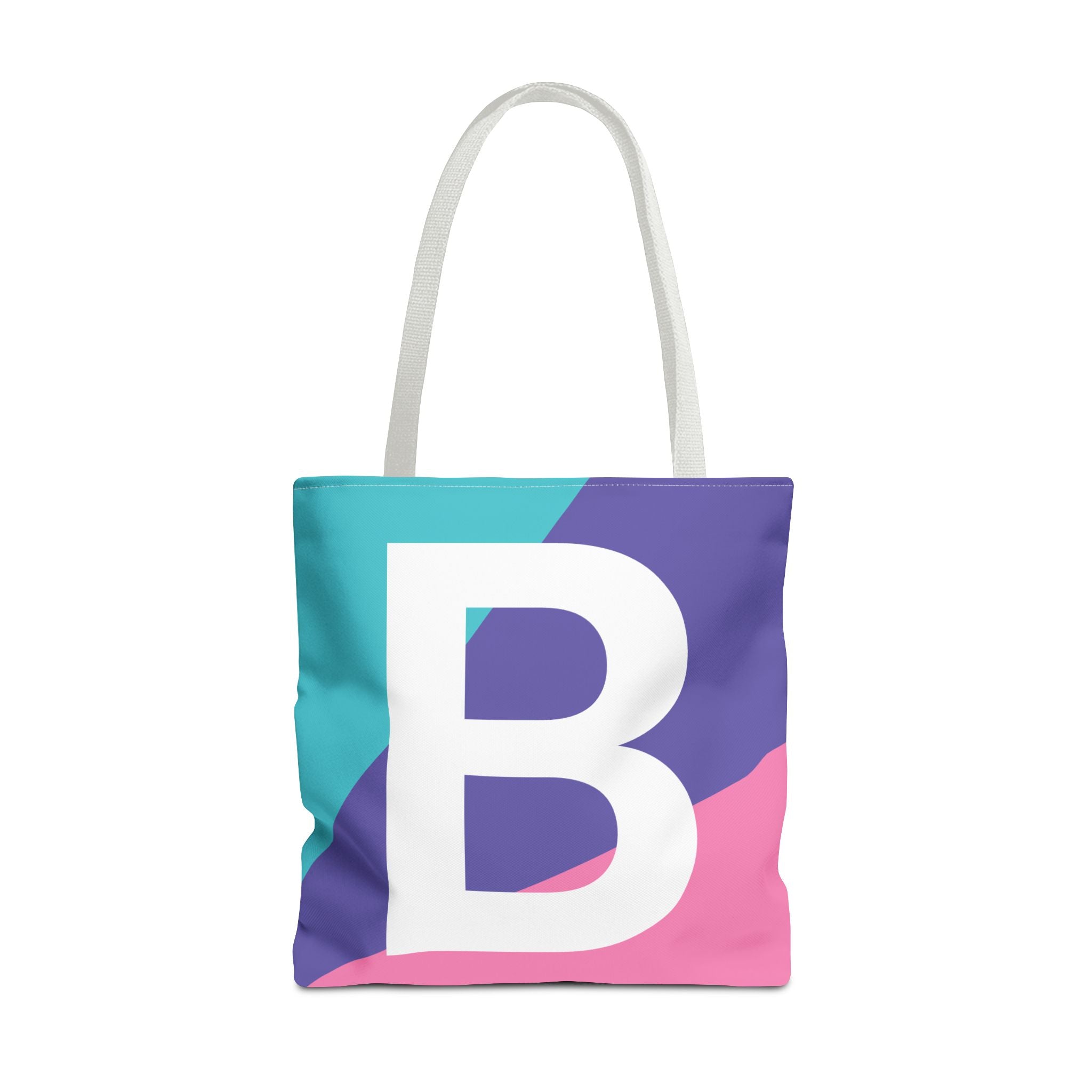 Monogram 'B' Colorblock Tote Bag — Personalized Initial B Shoulder Tote
