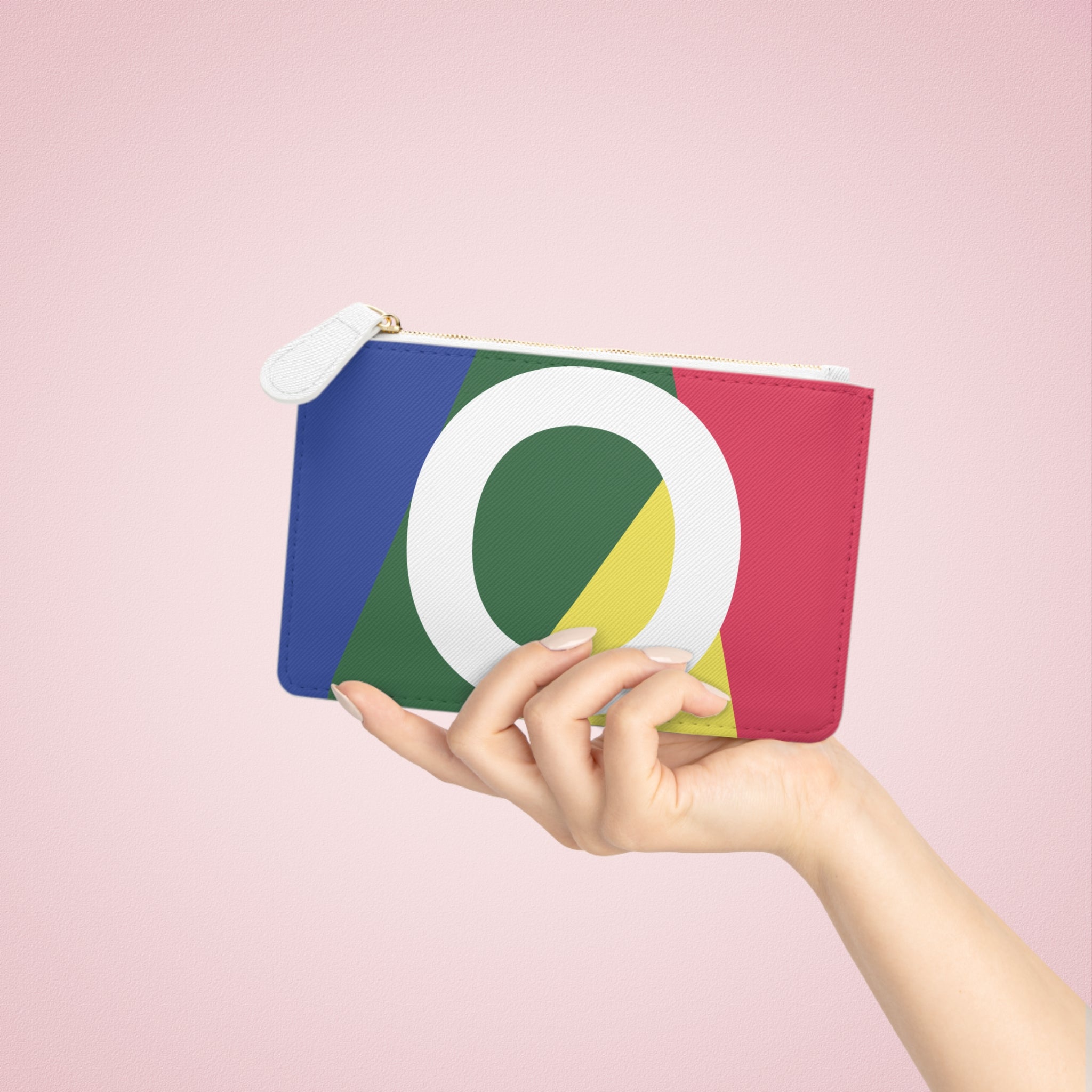 Initial O Mini Clutch — Colorblock Monogram Wristlet Wallet