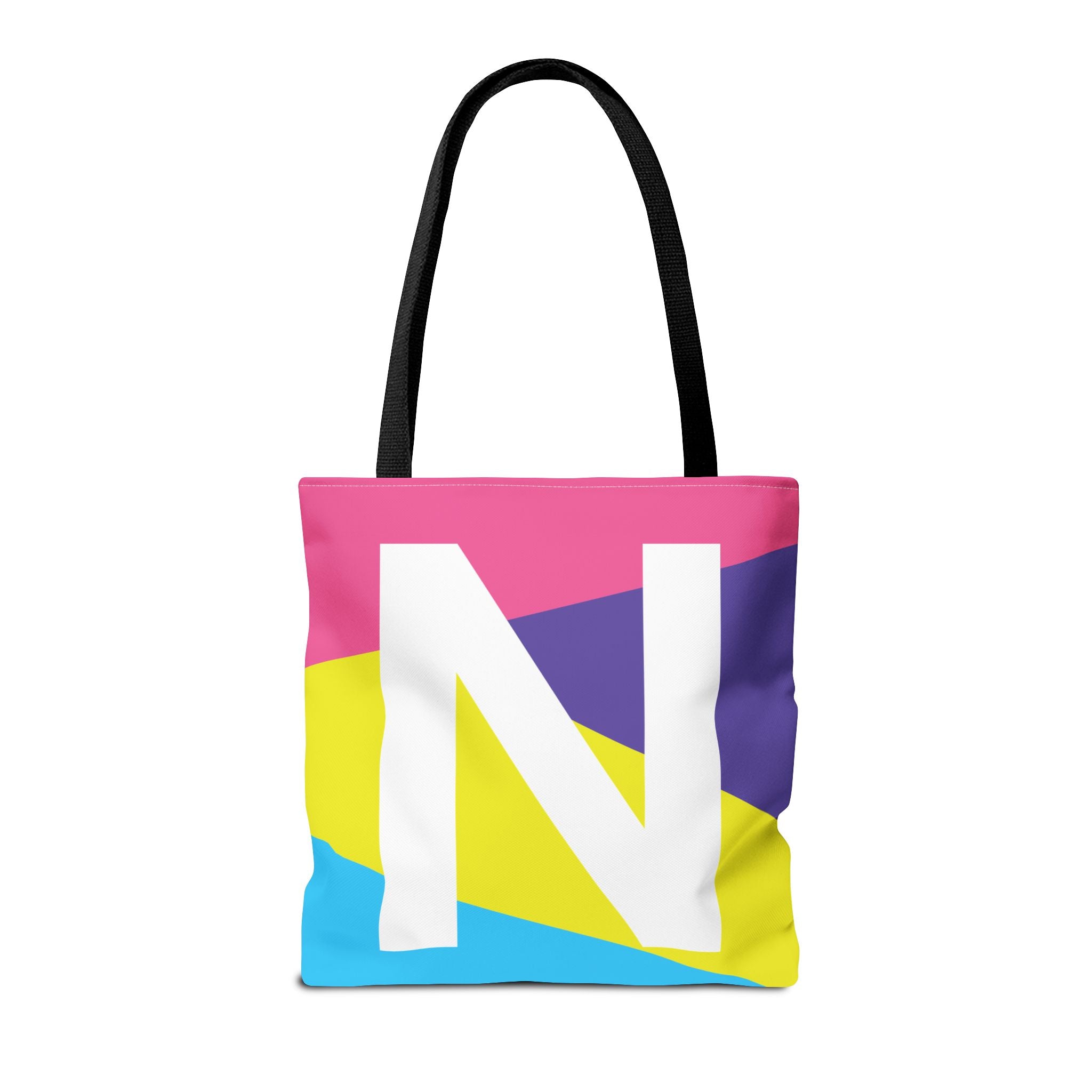 Monogram 'N' Colorblock Tote Bag — Personalized Initial N Shoulder Tote