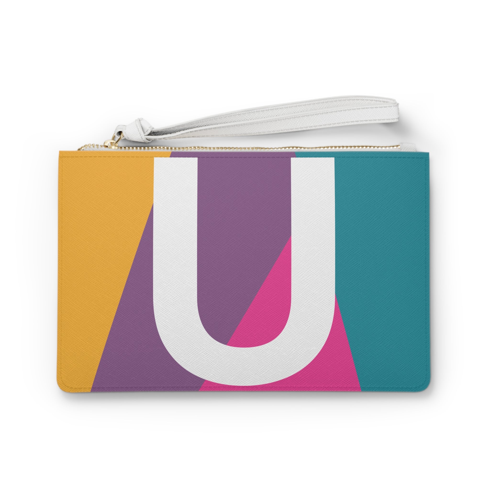 Monogram 'U' Colorblock Clutch Bag — Bold Geometric Wristlet for Everyday & Gifts