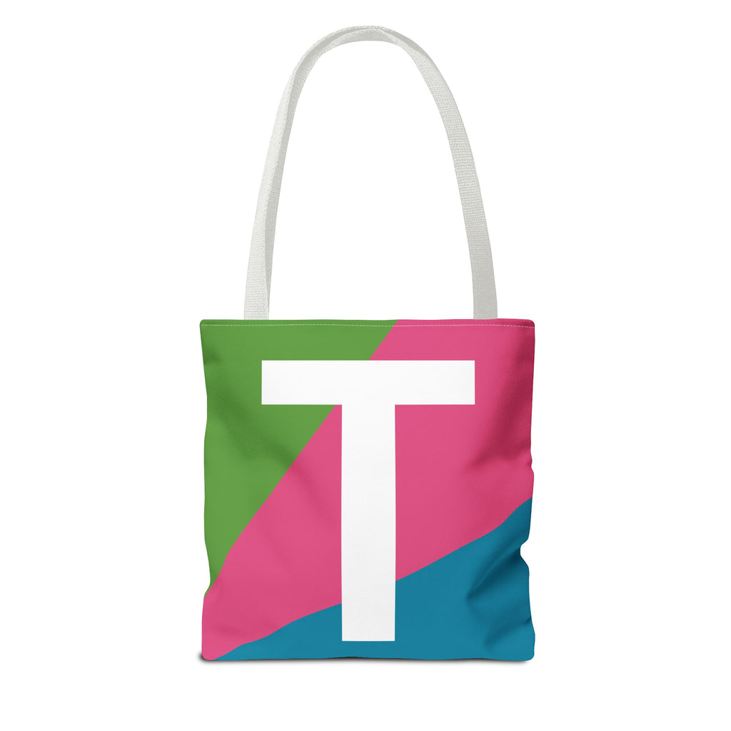 Monogram 'T' Colorblock Tote Bag — Personalized Initial T Shoulder Tote