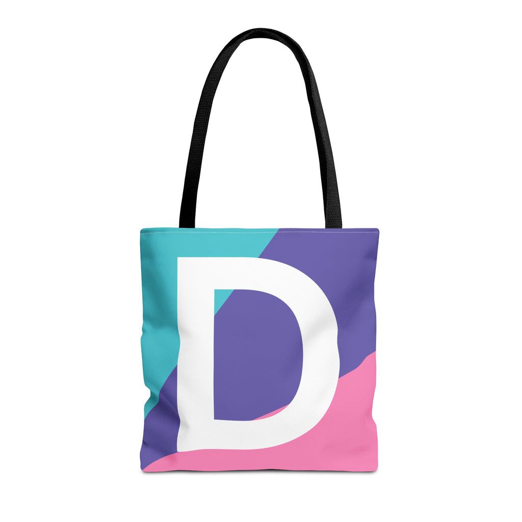 Monogram 'D' Colorblock Tote Bag — Personalized Initial D Shoulder Tote