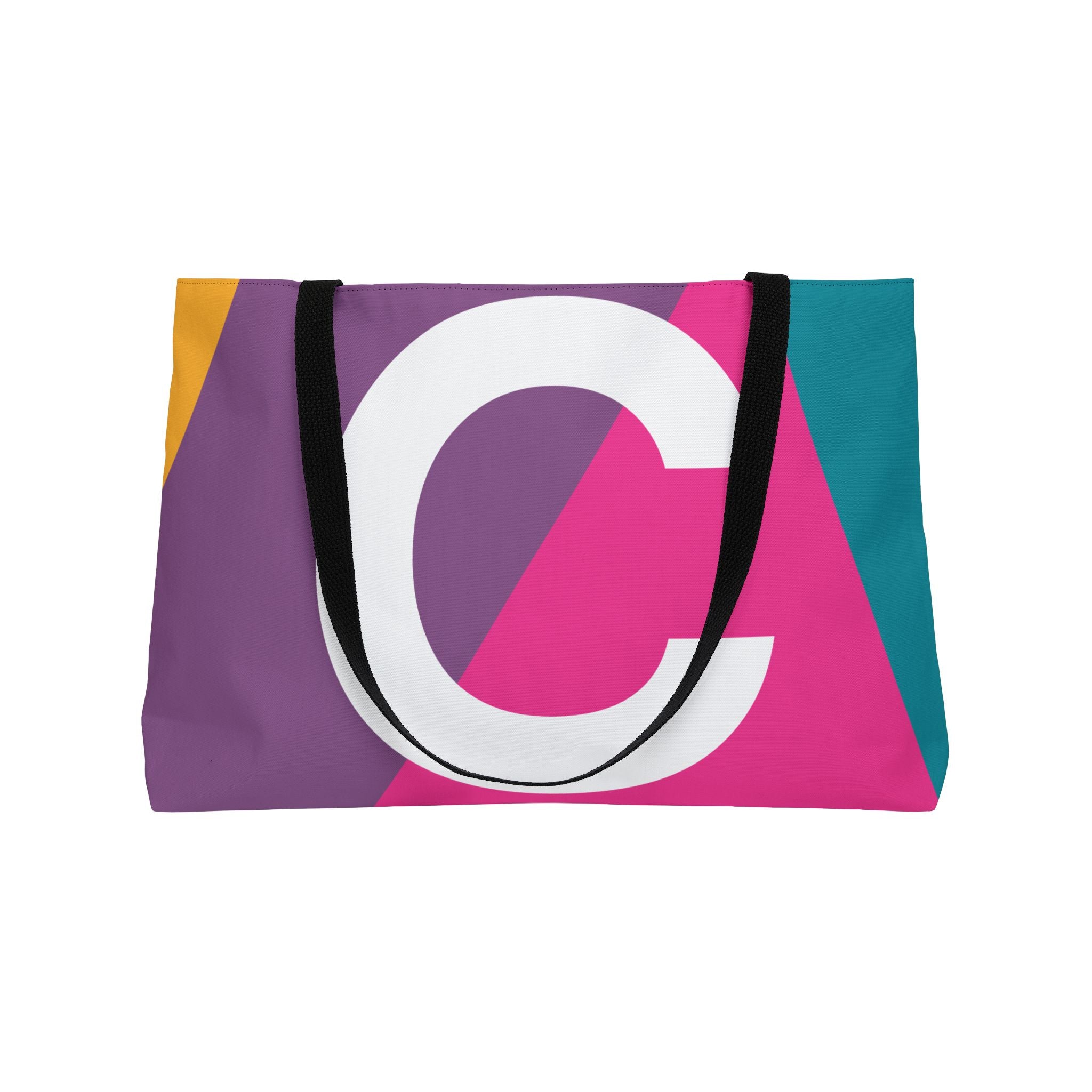 Personalized 'C' Colorblock Tote Bag — Monogram Weekender Tote