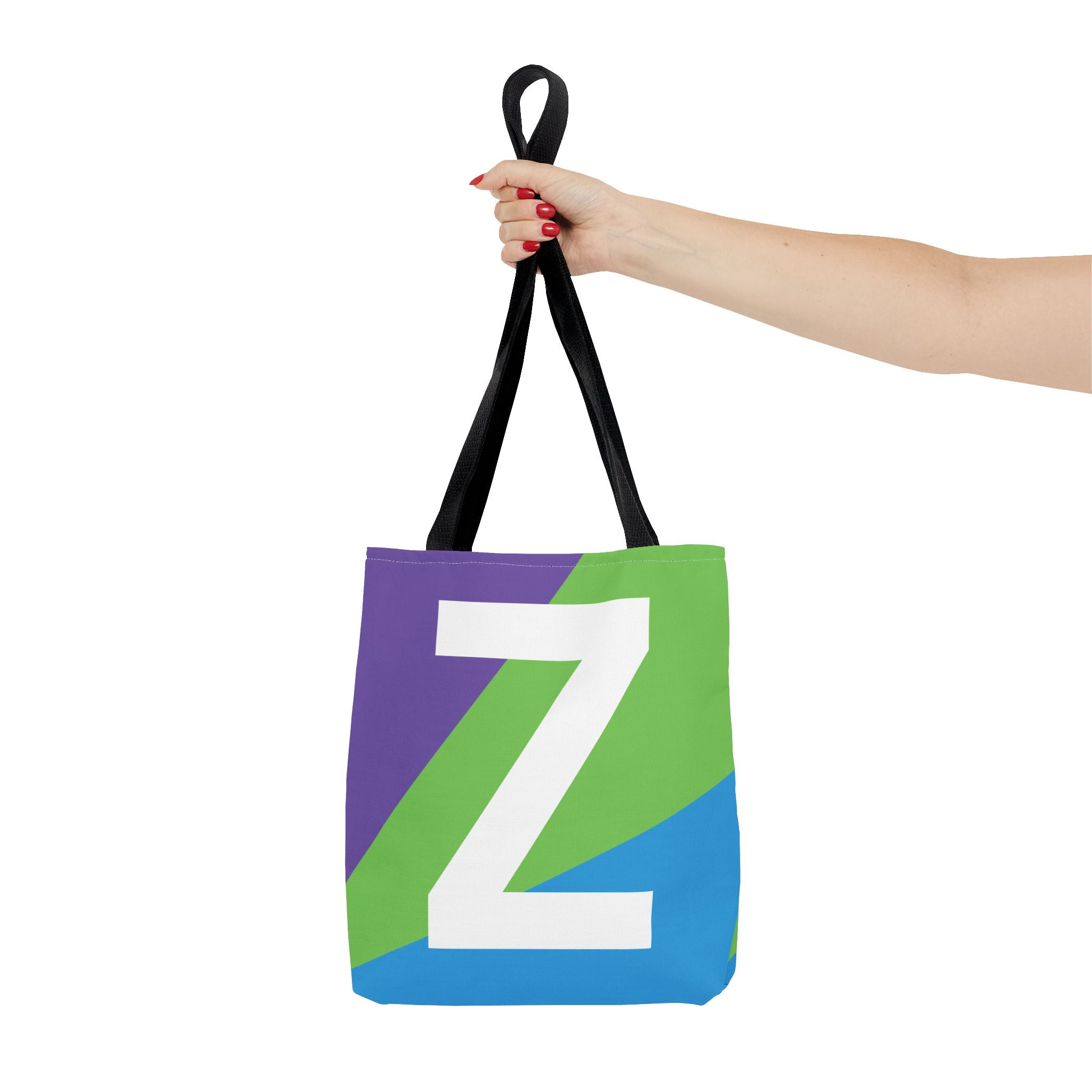 Monogram 'Z' Colorblock Tote Bag — Personalized Initial Z Shoulder Tote
