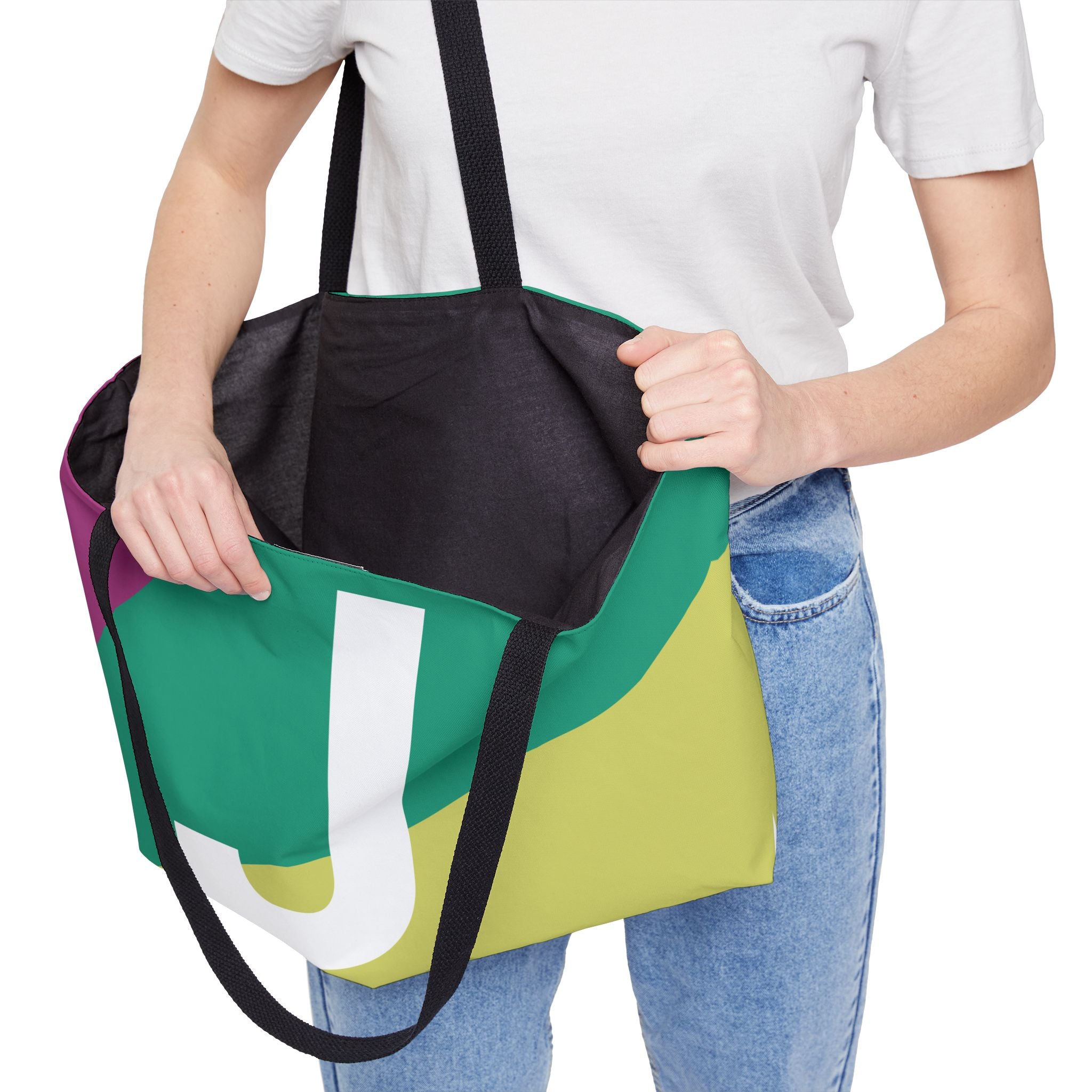 Personalized 'J' Colorblock Tote Bag — Monogram Weekender Tote