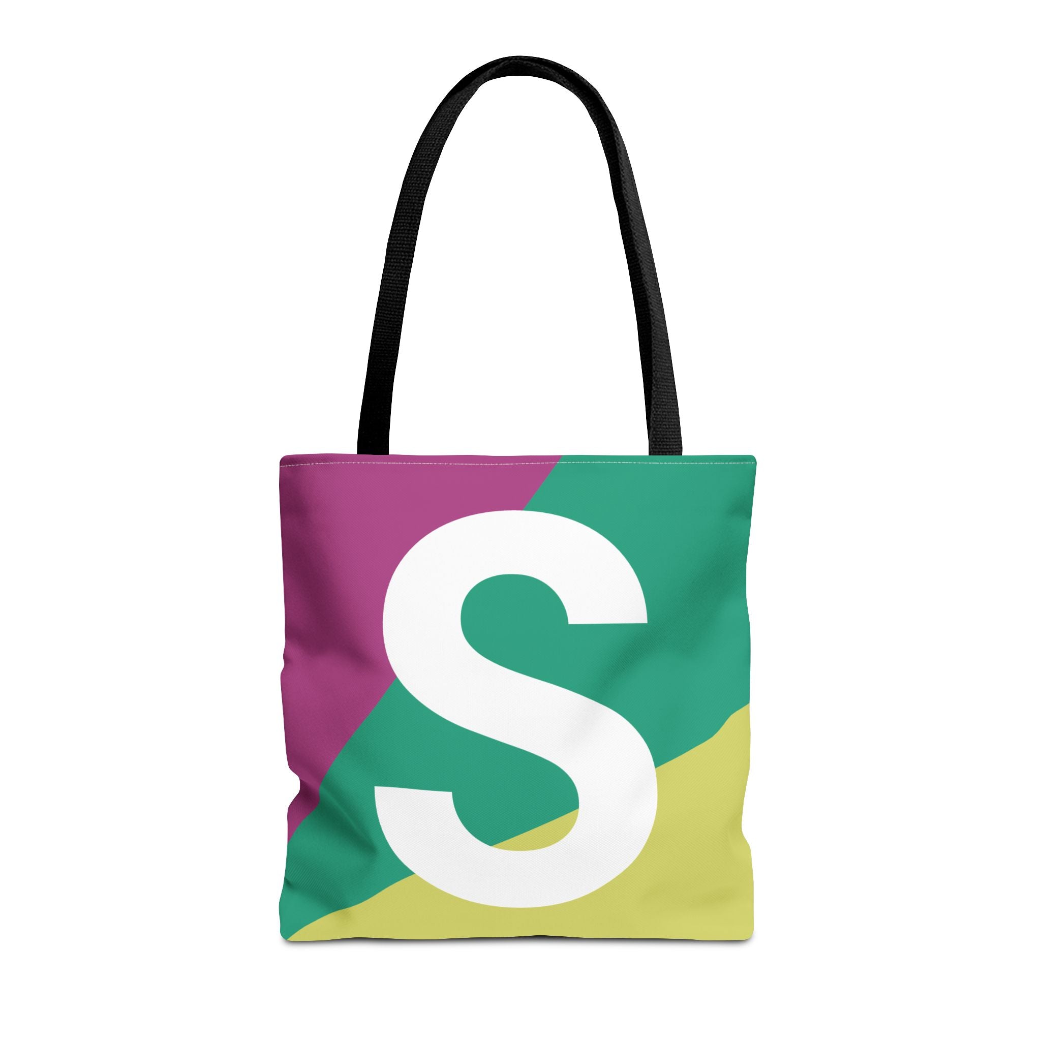 Monogram 'S' Colorblock Tote Bag — Personalized Initial S Shoulder Tote