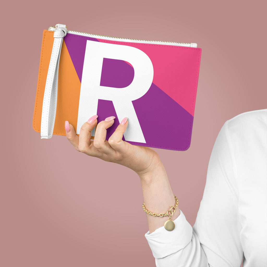 Monogram 'R' Colorblock Clutch Bag — Bold Geometric Wristlet for Everyday & Gifts
