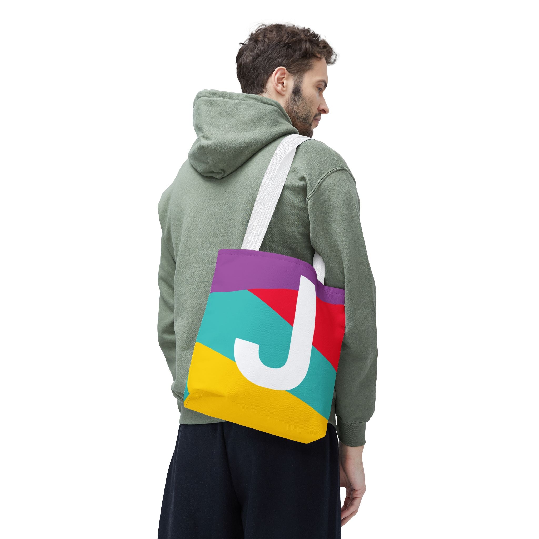 Monogram 'J' Colorblock Tote Bag — Personalized Initial J Shoulder Tote