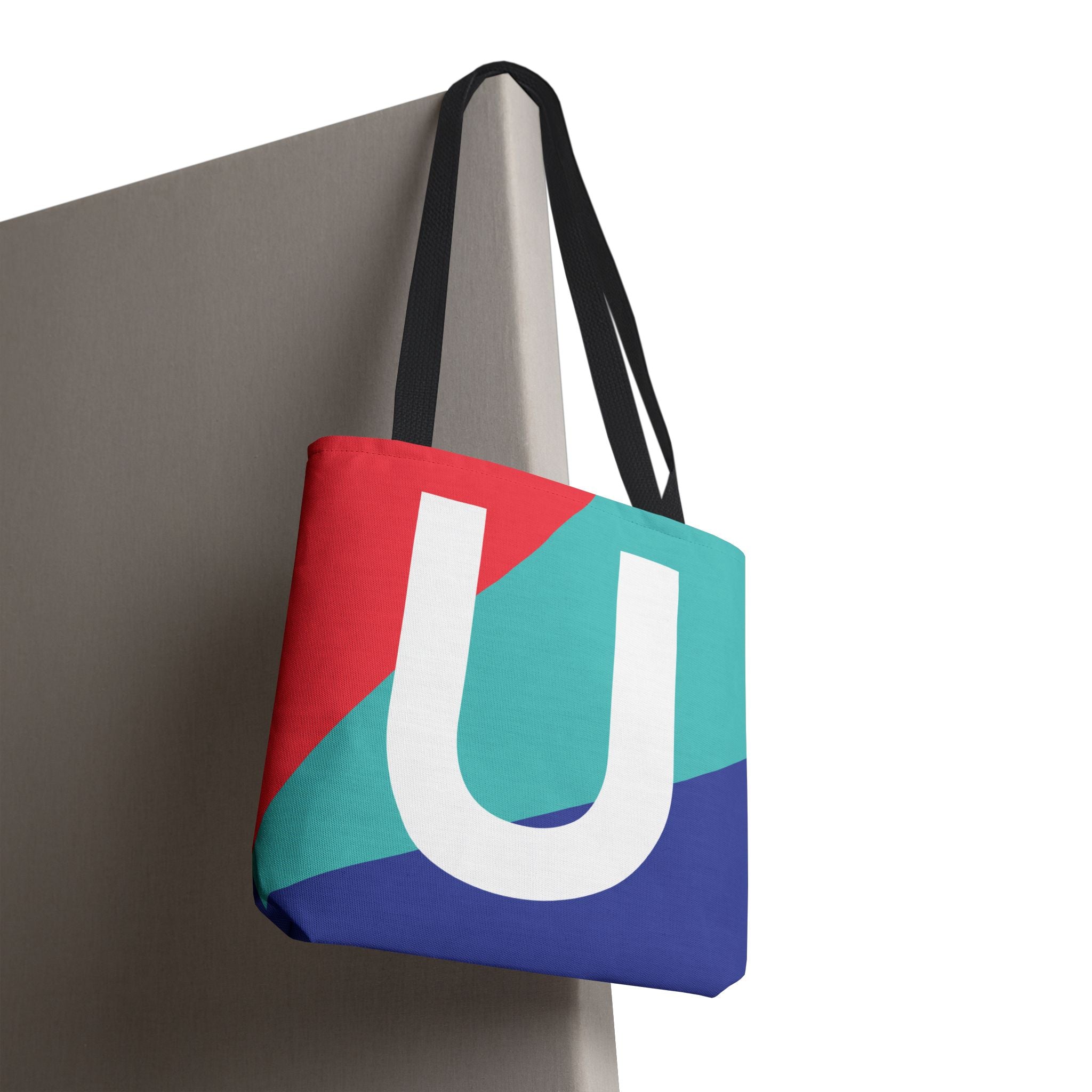 Monogram 'U' Colorblock Tote Bag — Personalized Initial U Shoulder Tote