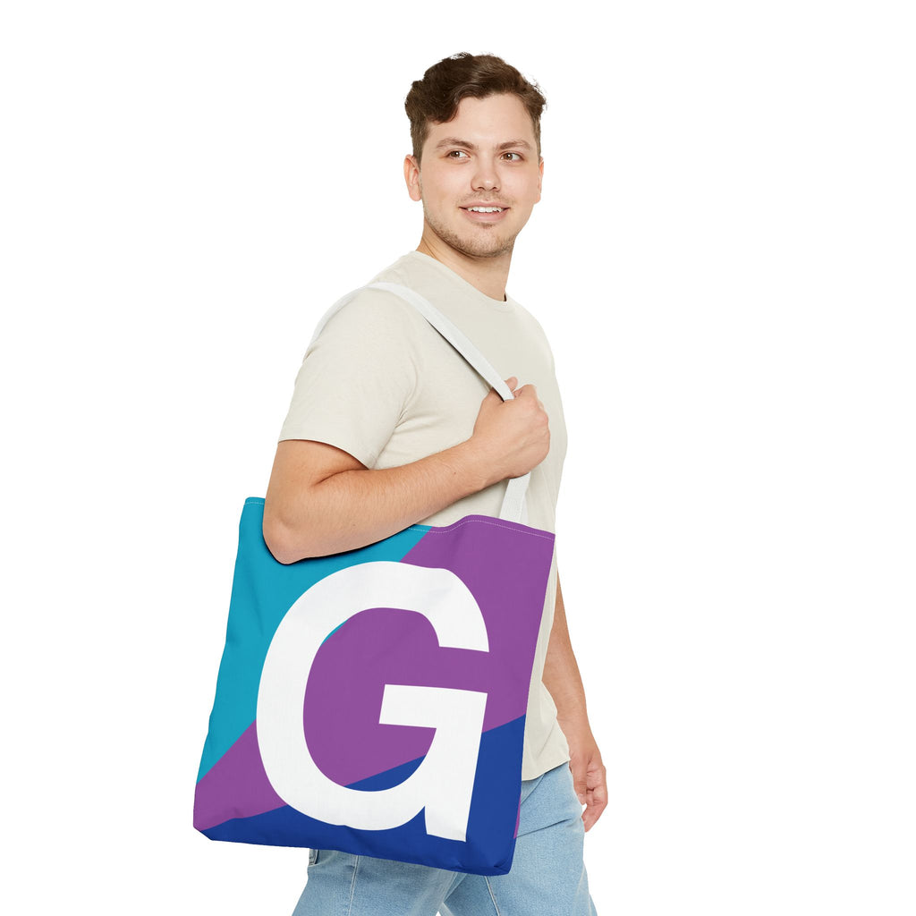 Monogram 'G' Colorblock Tote Bag — Personalized Initial G Shoulder Tote