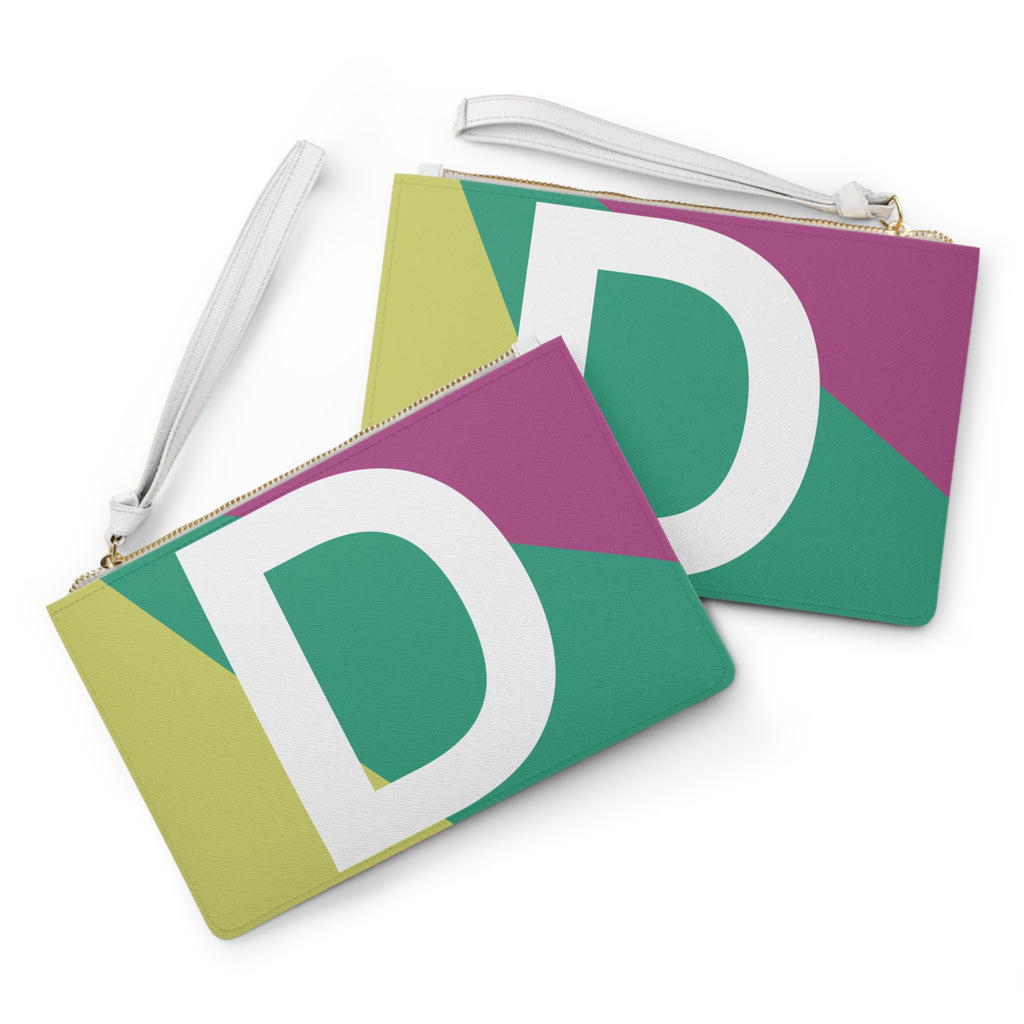 Monogram 'D' Colorblock Clutch Bag — Bold Geometric Wristlet for Everyday & Gifts