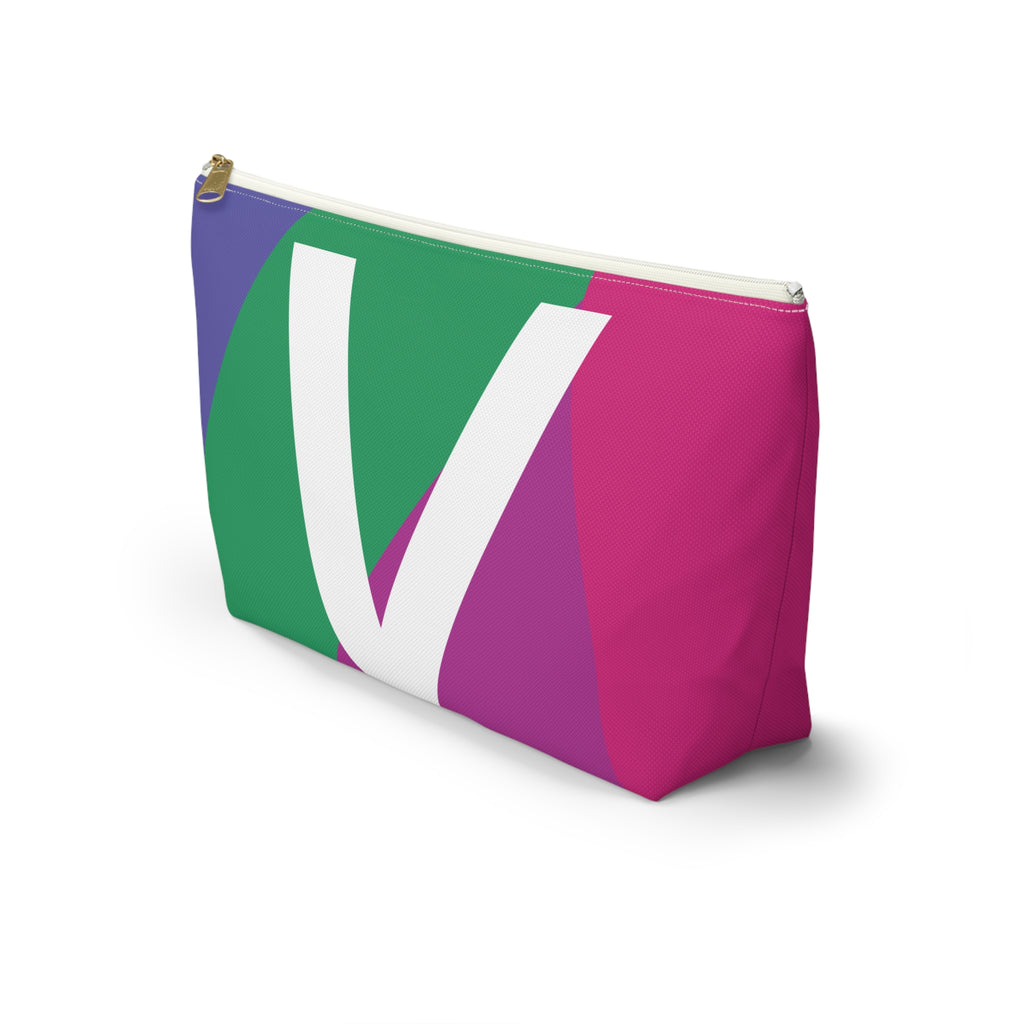 Initials Colorblock Accessory Pouch — Monogram V T-Bottom Cosmetic Bag