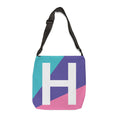 Initial Letter 'H' Colorblock Adjustable Tote Bag — Monogram Alphabet Shoulder Bag