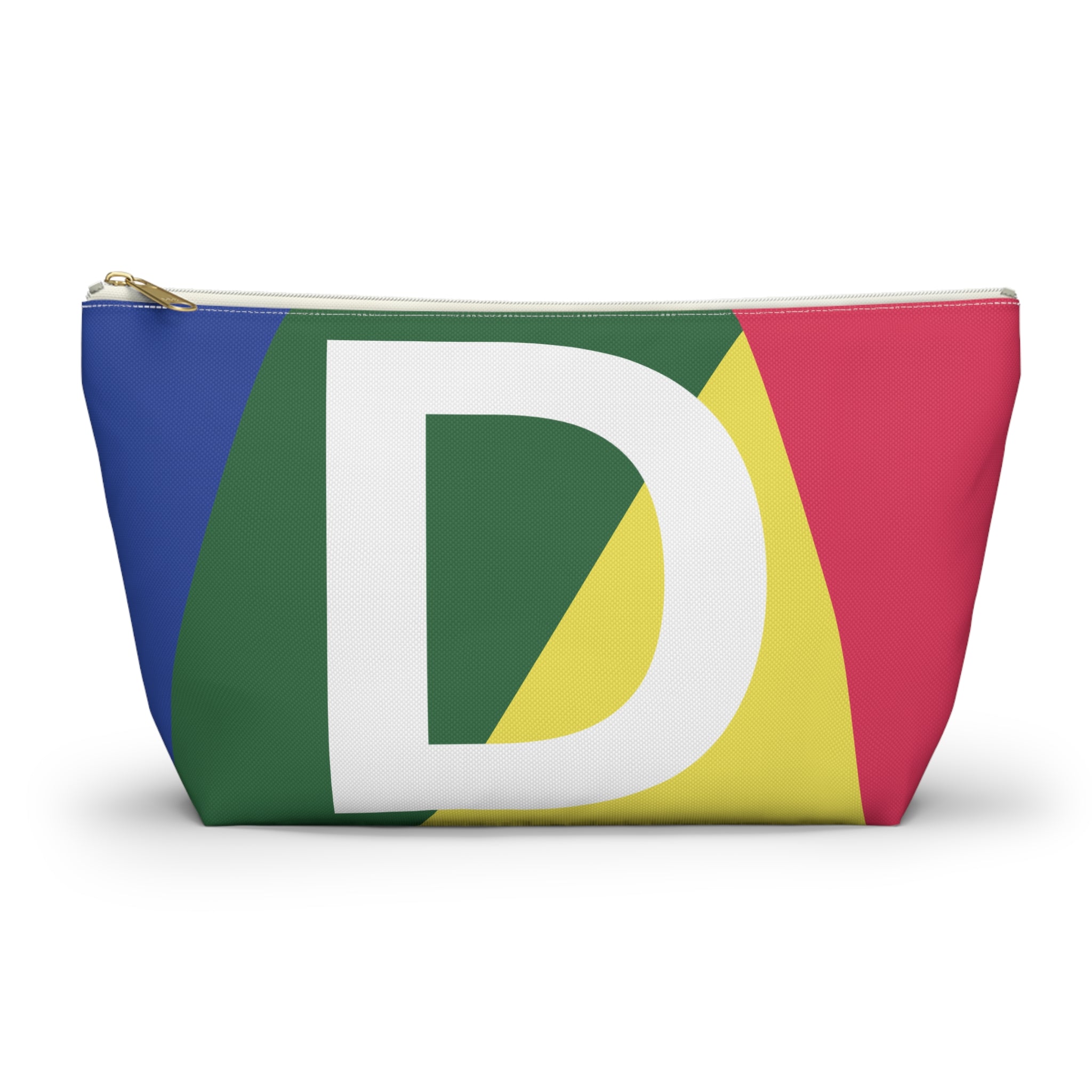 Initials Colorblock Accessory Pouch — Monogram D T-Bottom Cosmetic Bag