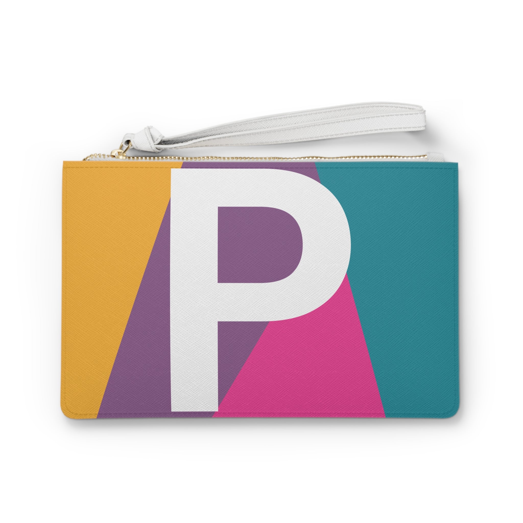 Monogram 'P' Colorblock Clutch Bag — Bold Geometric Wristlet for Everyday & Gifts