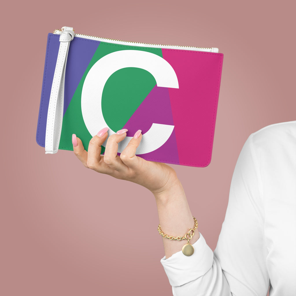 Monogram 'C' Colorblock Clutch Bag — Bold Geometric Wristlet for Everyday & Gifts