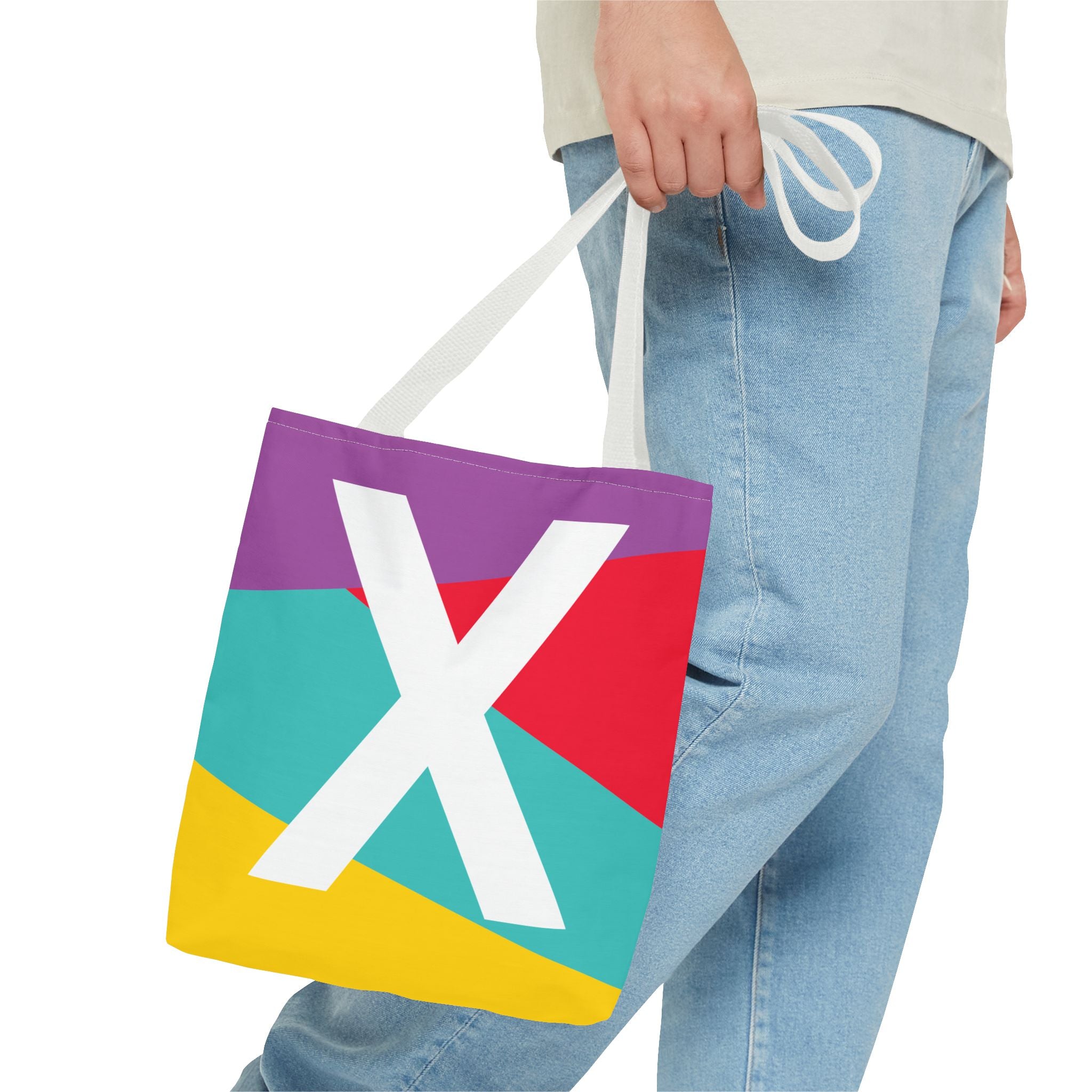 Monogram 'X' Colorblock Tote Bag — Personalized Initial X Shoulder Tote