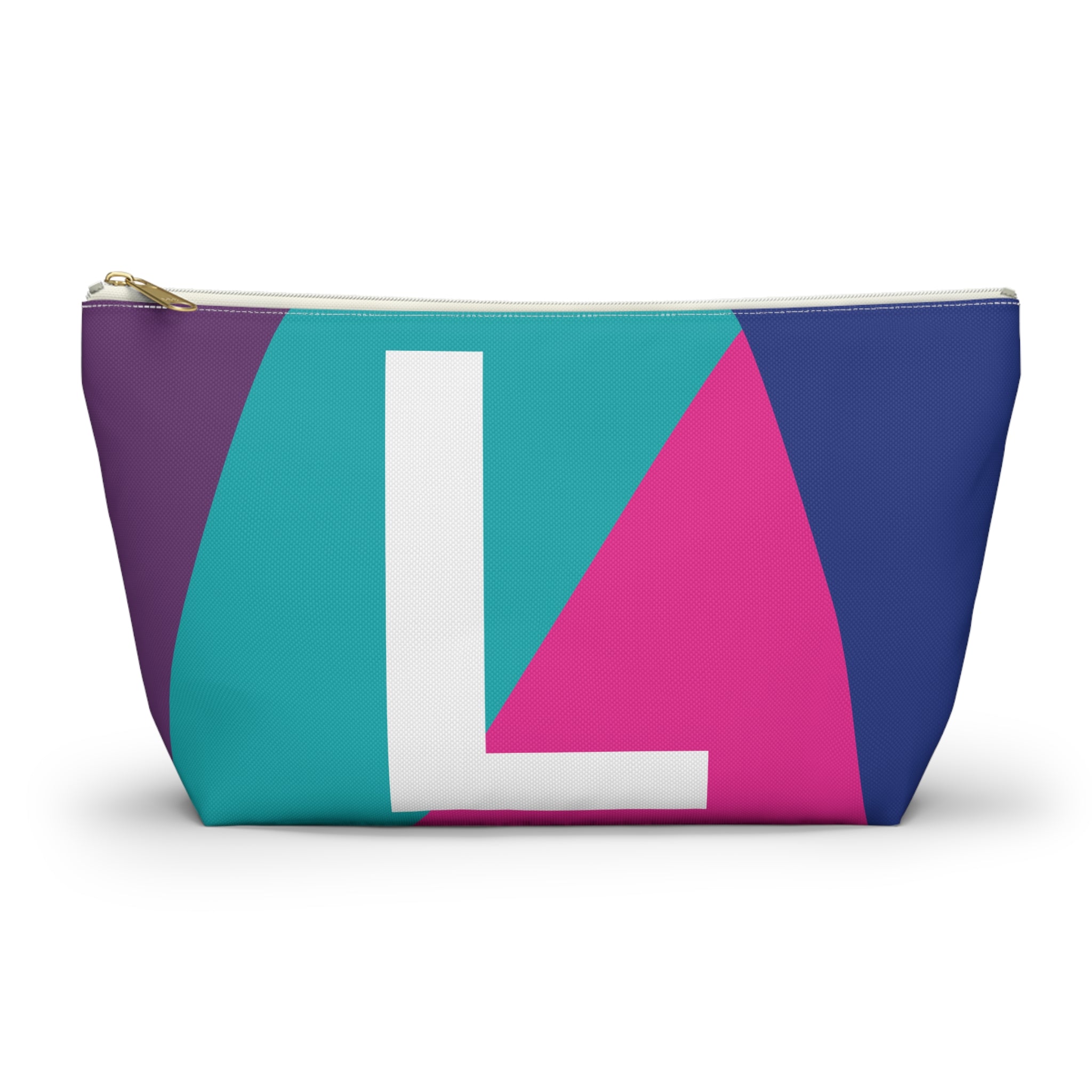 Initials Colorblock Accessory Pouch — Monogram L T-Bottom Cosmetic Bag