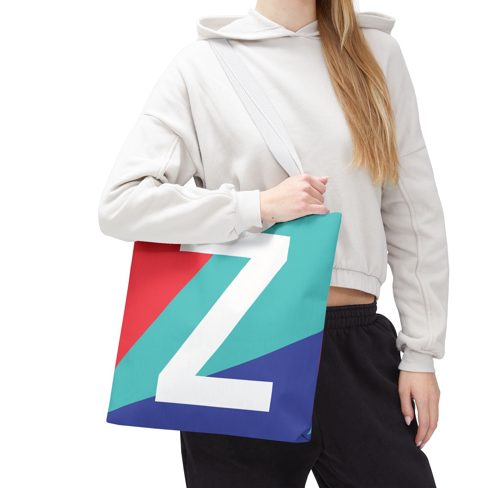 Monogram 'Z' Colorblock Tote Bag — Personalized Initial Z Shoulder Tote