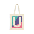 Initial U Colorblock Canvas Tote Bag — Monogram Letter U Reusable Grocery Tote