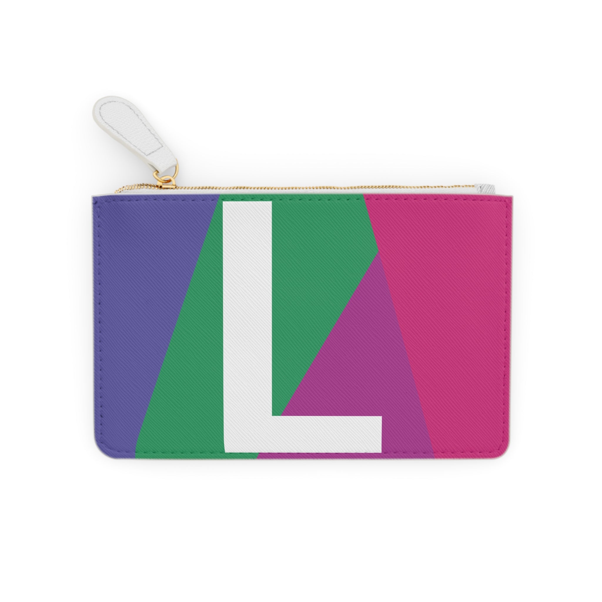 Initial L Mini Clutch — Colorblock Monogram Wristlet Wallet