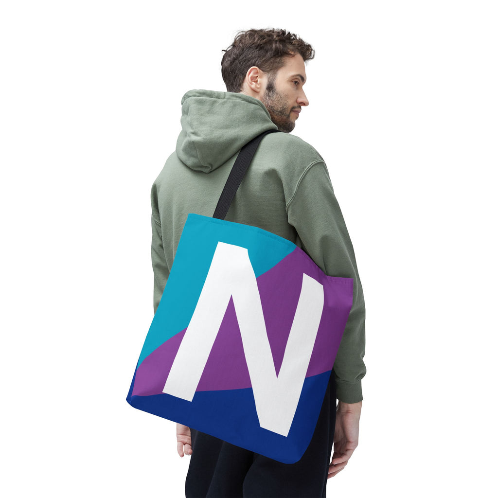 Monogram 'N' Colorblock Tote Bag — Personalized Initial N Shoulder Tote