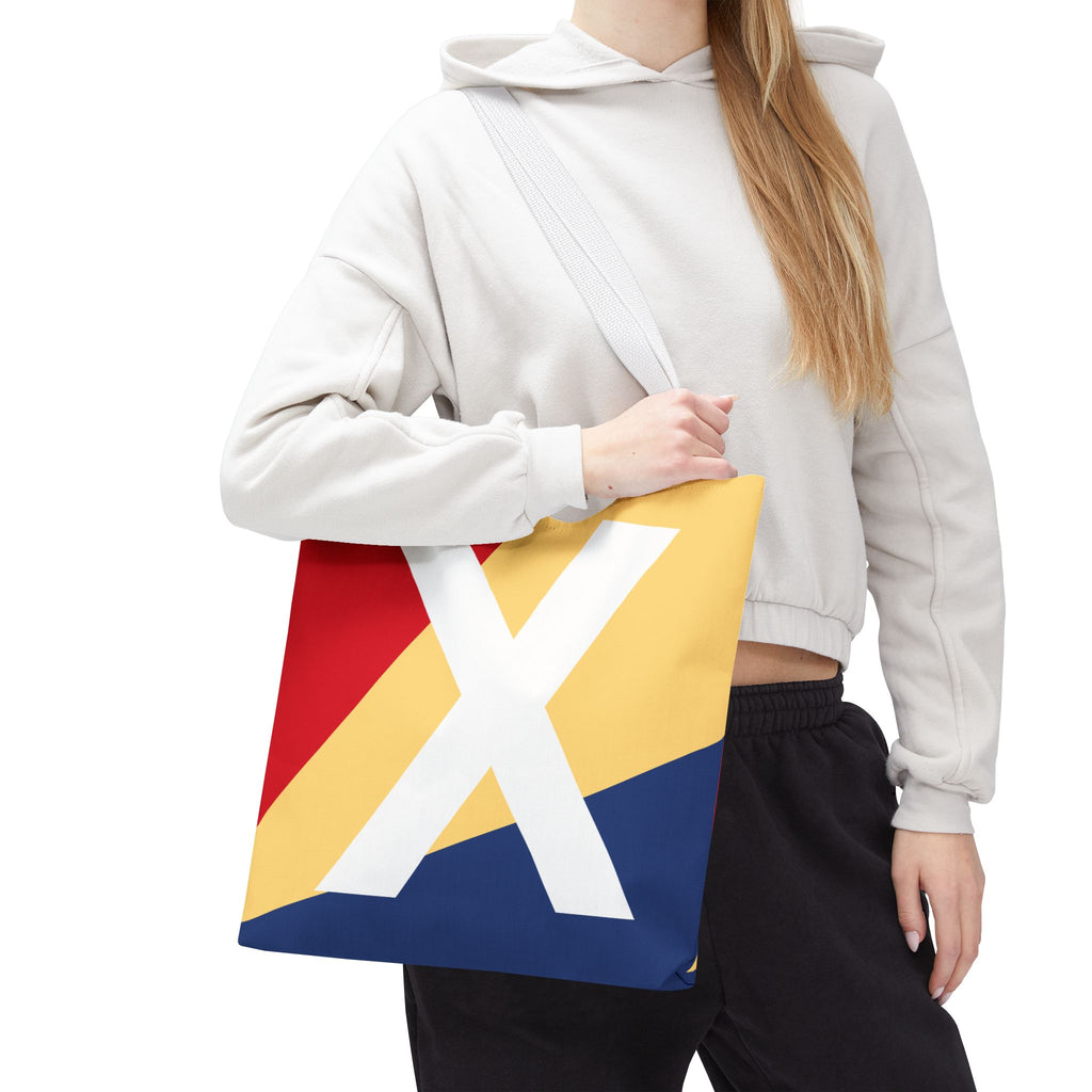 Monogram 'X' Colorblock Tote Bag — Personalized Initial X Shoulder Tote