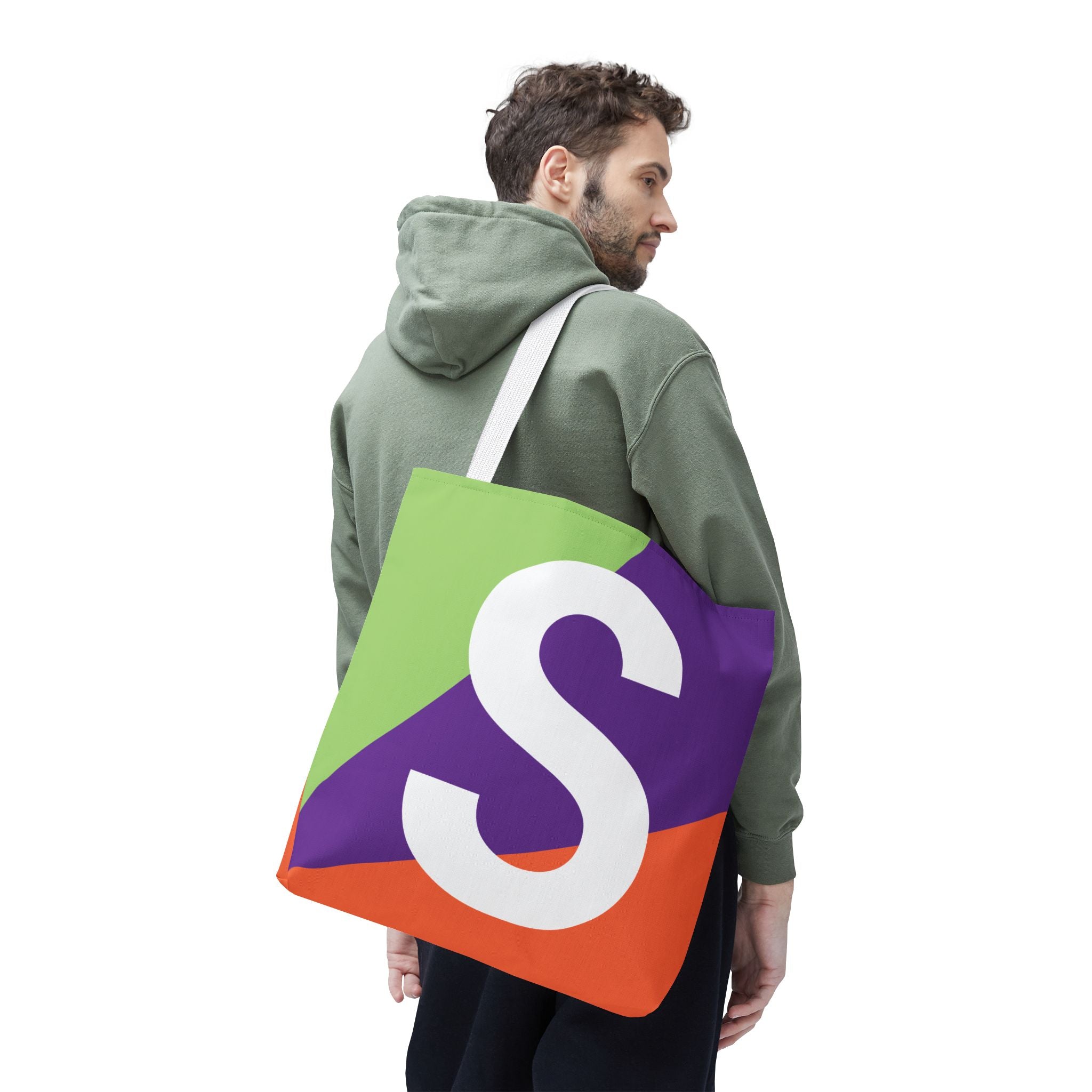 Monogram 'S' Colorblock Tote Bag — Personalized Initial S Shoulder Tote