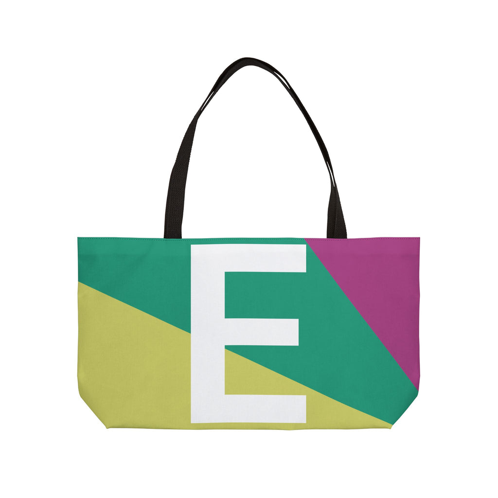 Personalized 'E' Colorblock Tote Bag — Monogram Weekender Tote