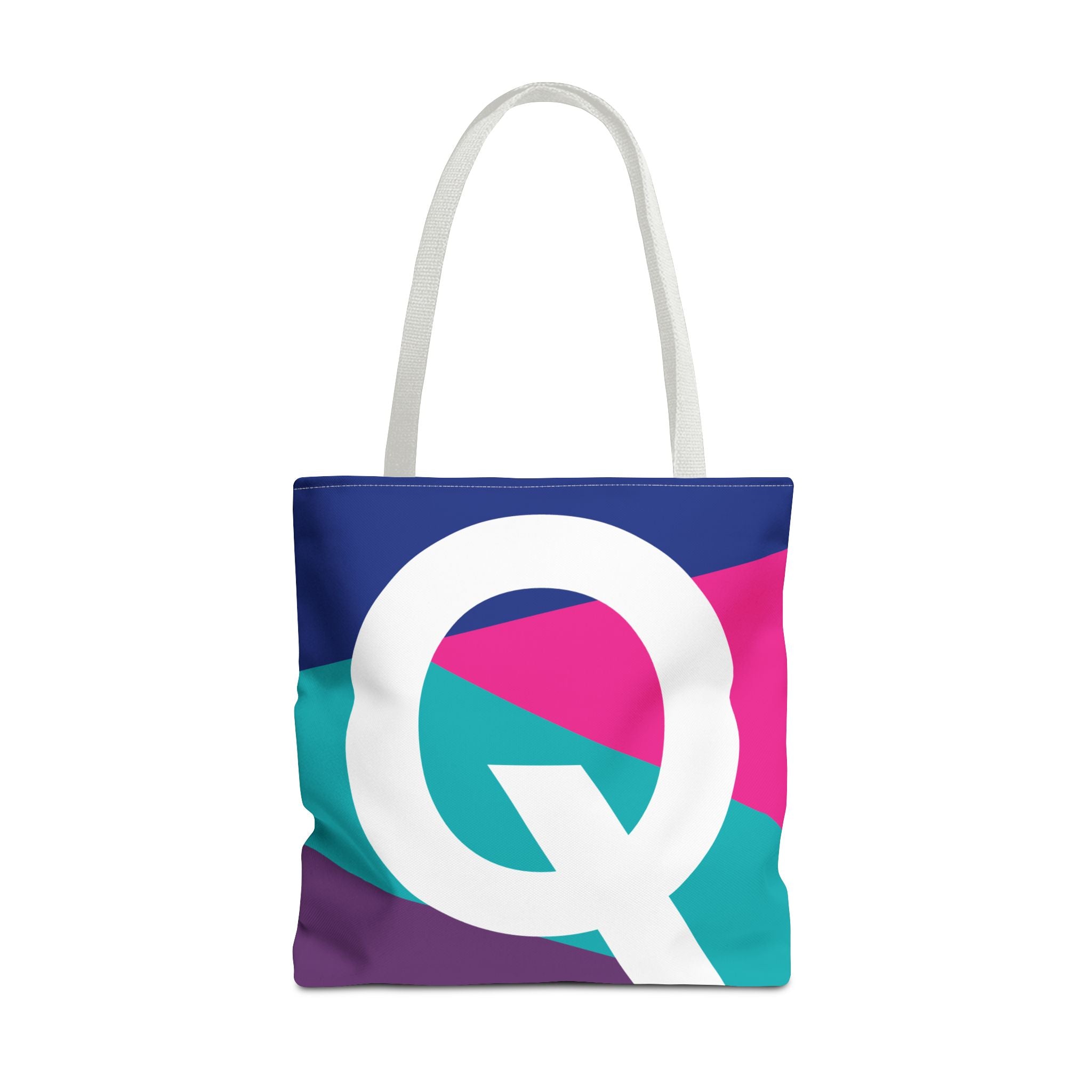 Monogram 'Q' Colorblock Tote Bag — Personalized Initial Q Shoulder Tote