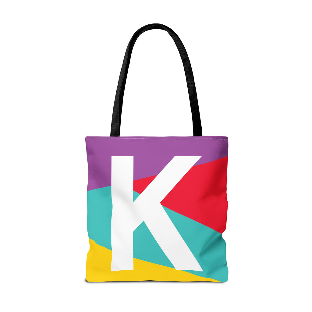 Monogram 'K' Colorblock Tote Bag — Personalized Initial K Shoulder Tote