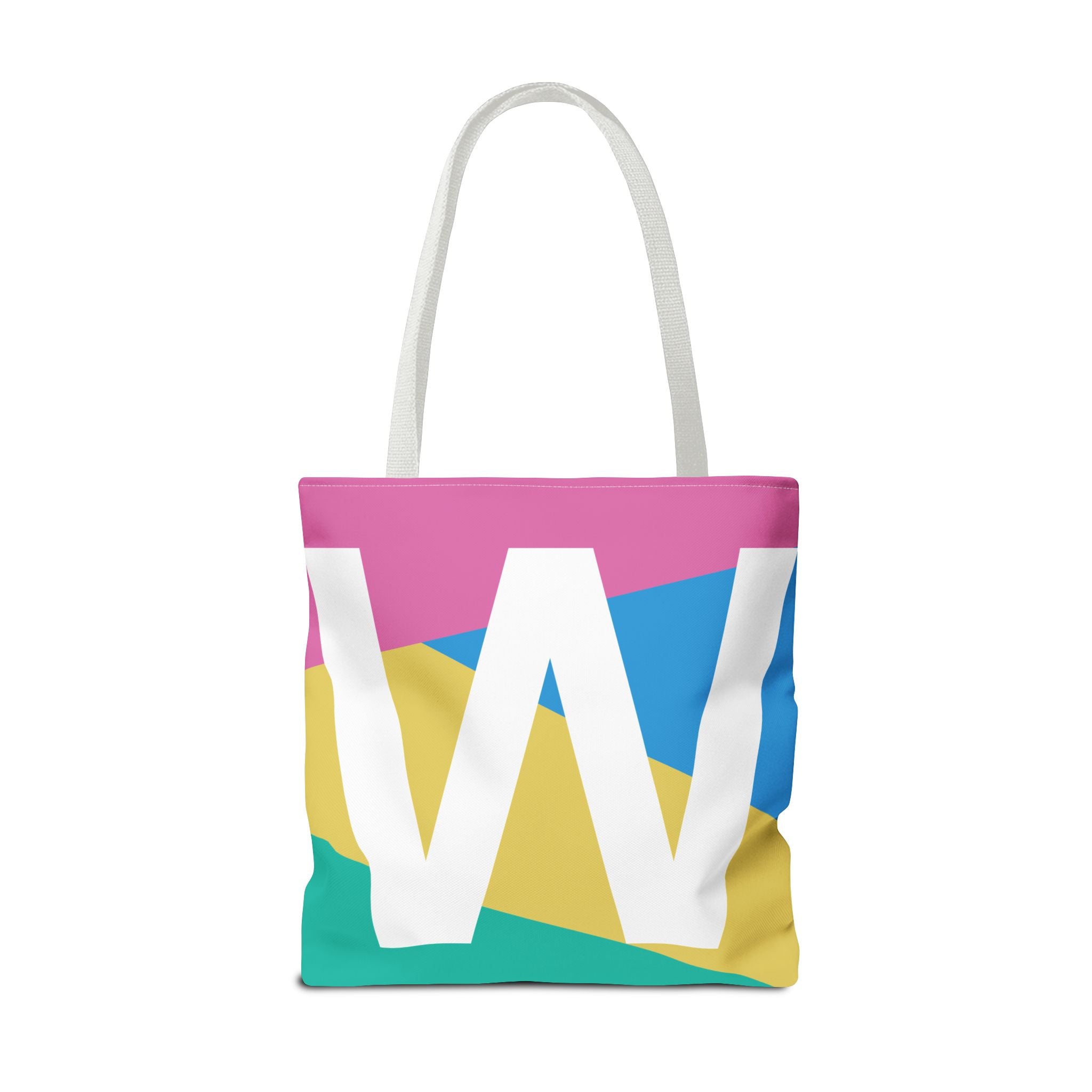 Monogram 'W' Colorblock Tote Bag — Personalized Initial W Shoulder Tote