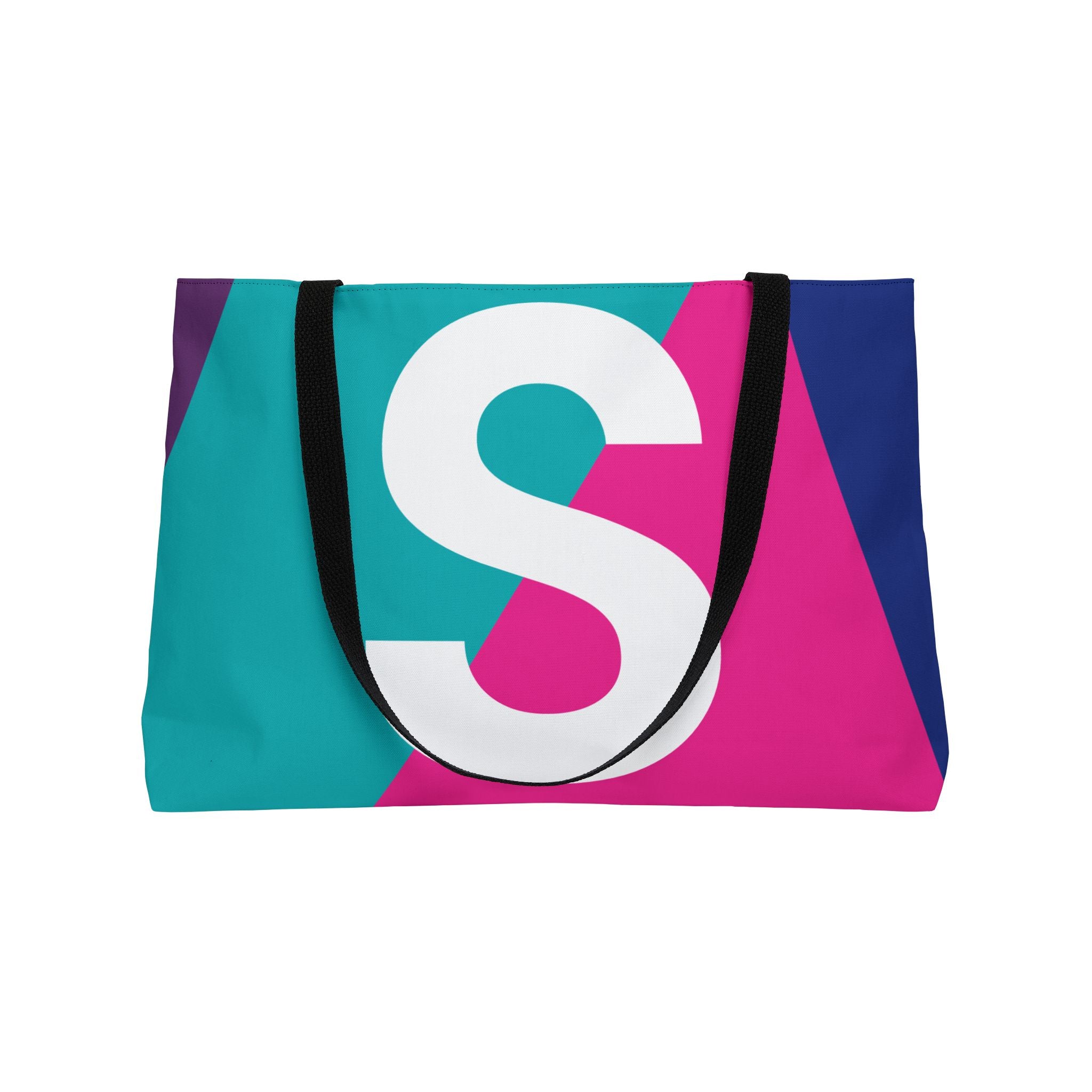 Personalized 'S' Colorblock Tote Bag — Monogram Weekender Tote