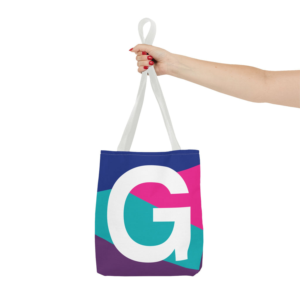 Monogram 'G' Colorblock Tote Bag — Personalized Initial G Shoulder Tote