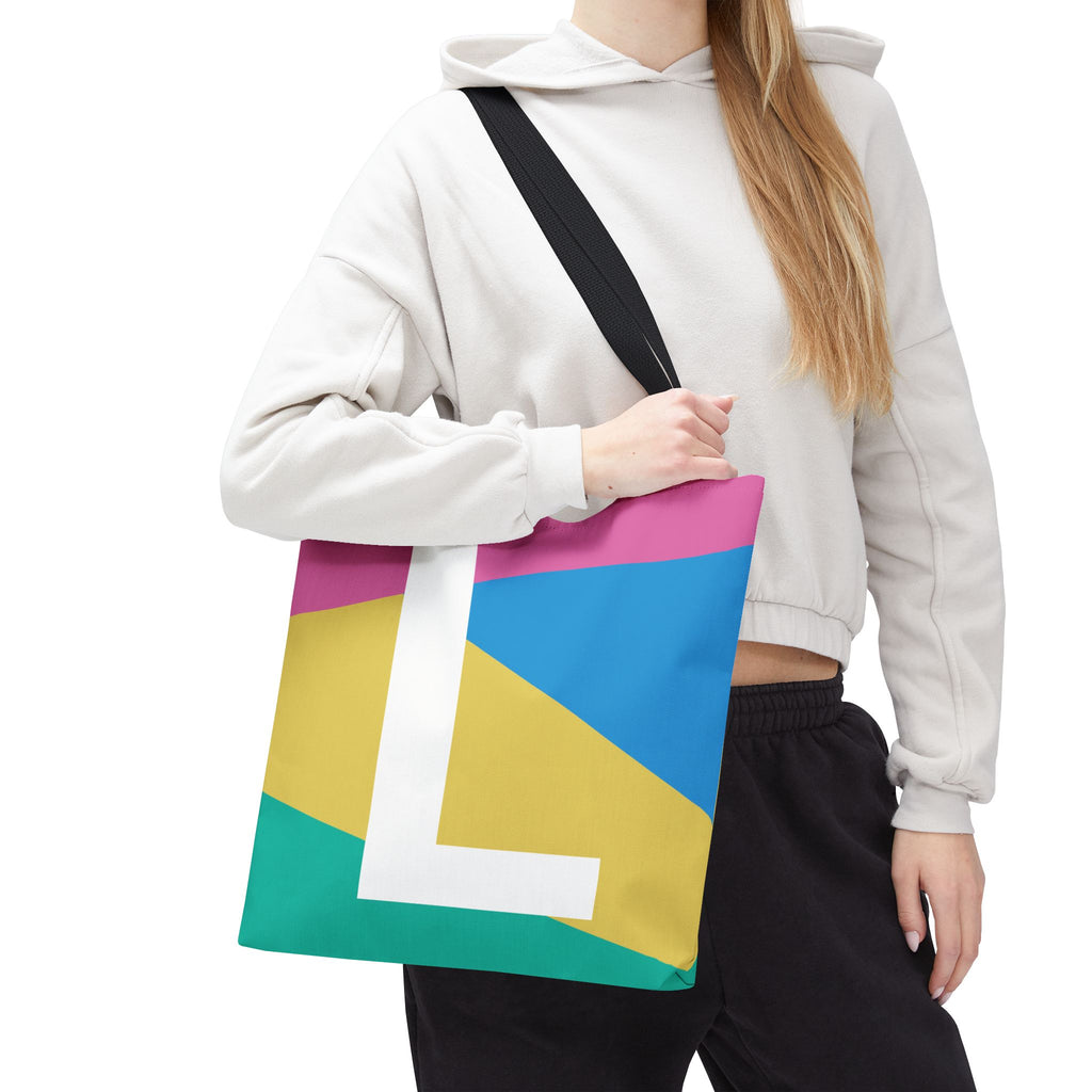 Monogram 'L' Colorblock Tote Bag — Personalized Initial L Shoulder Tote