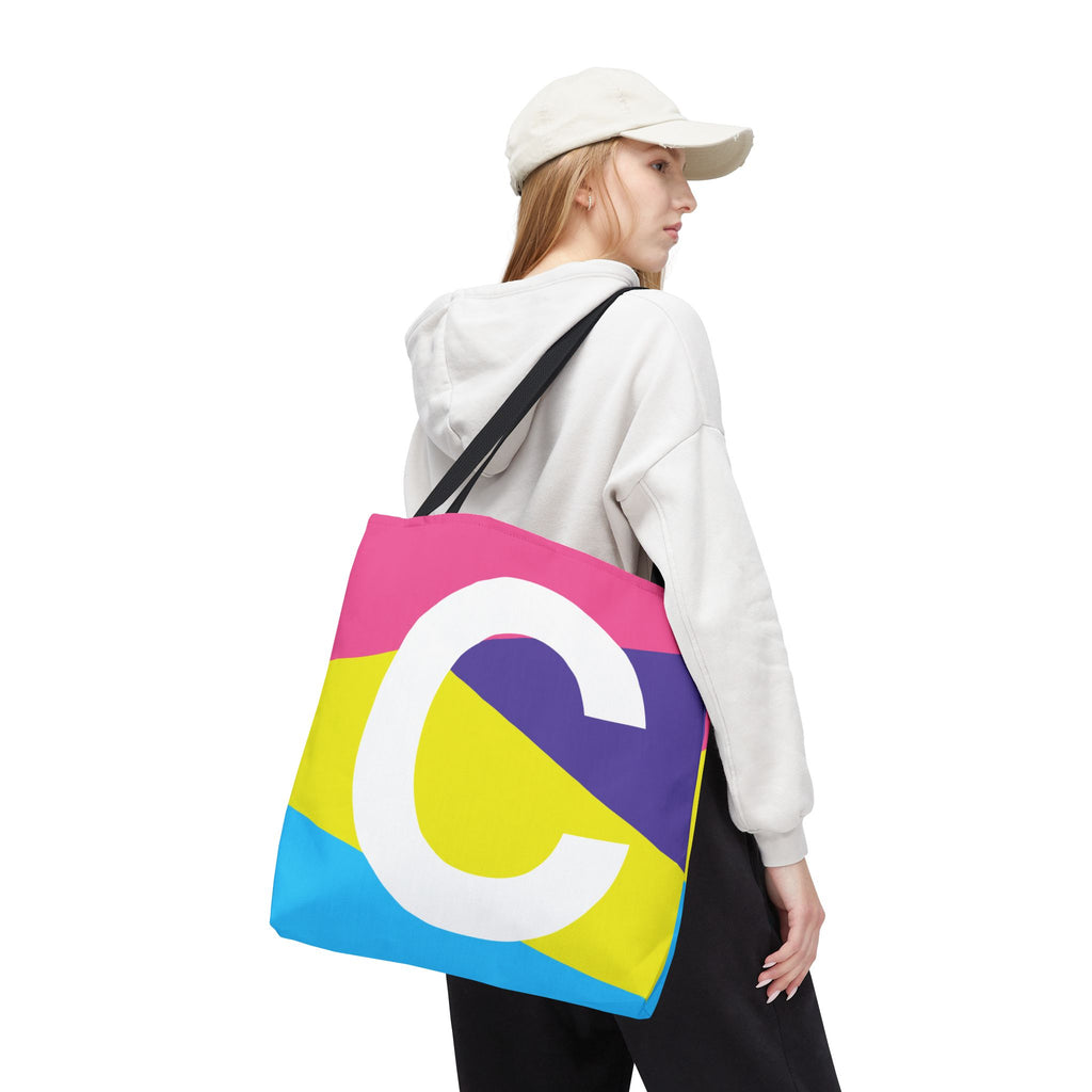 Monogram 'C' Colorblock Tote Bag — Personalized Initial C Shoulder Tote