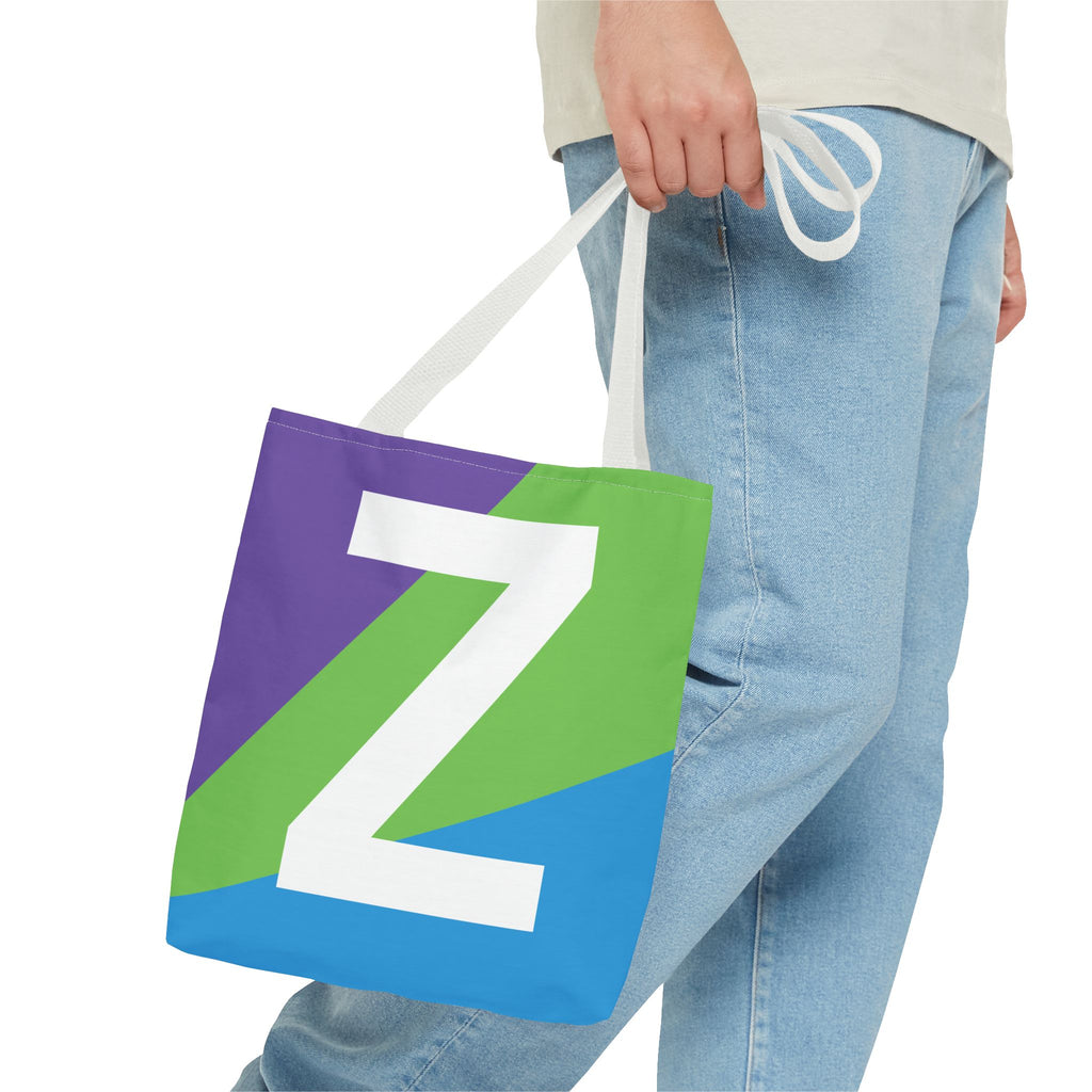 Monogram 'Z' Colorblock Tote Bag — Personalized Initial Z Shoulder Tote