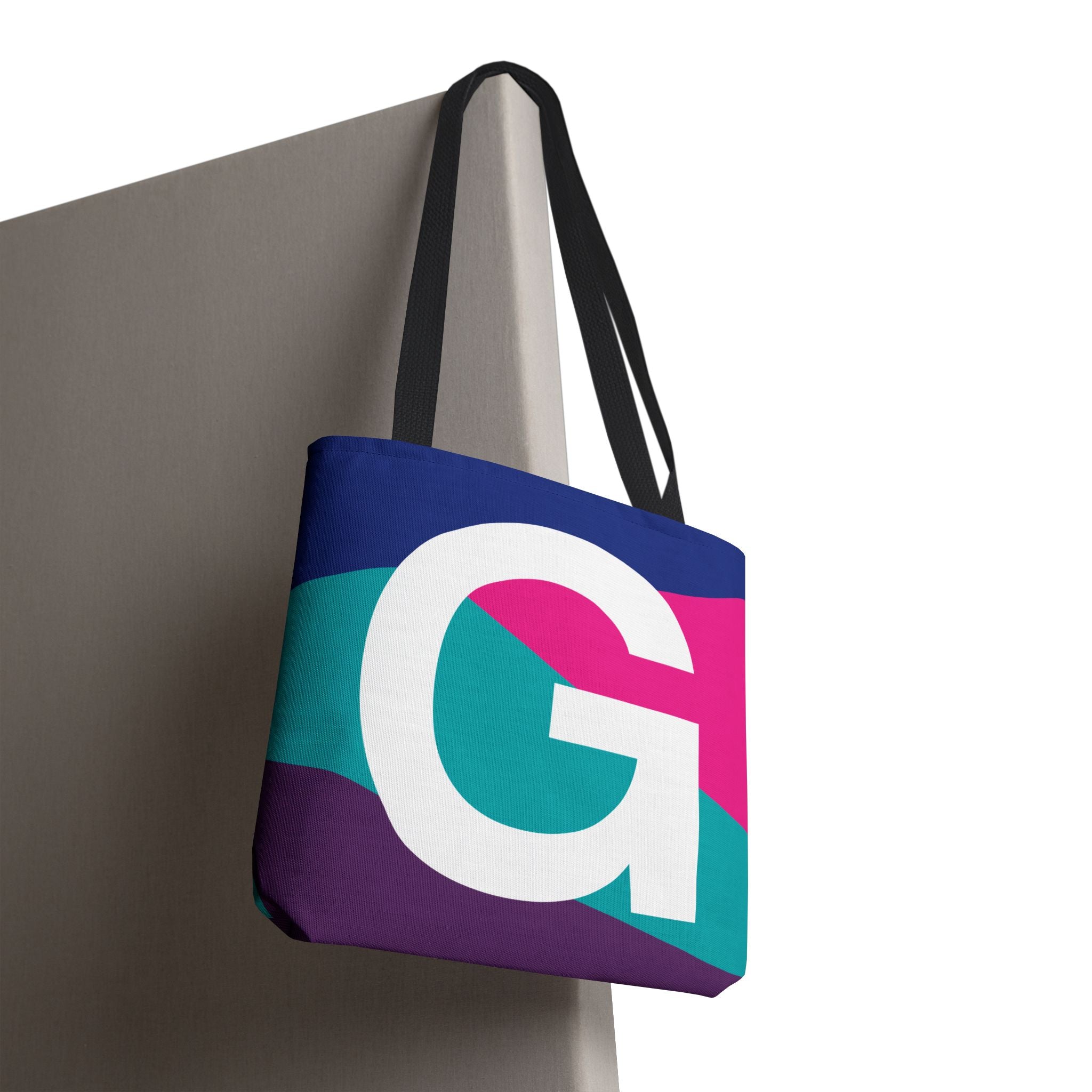 Monogram 'G' Colorblock Tote Bag — Personalized Initial G Shoulder Tote